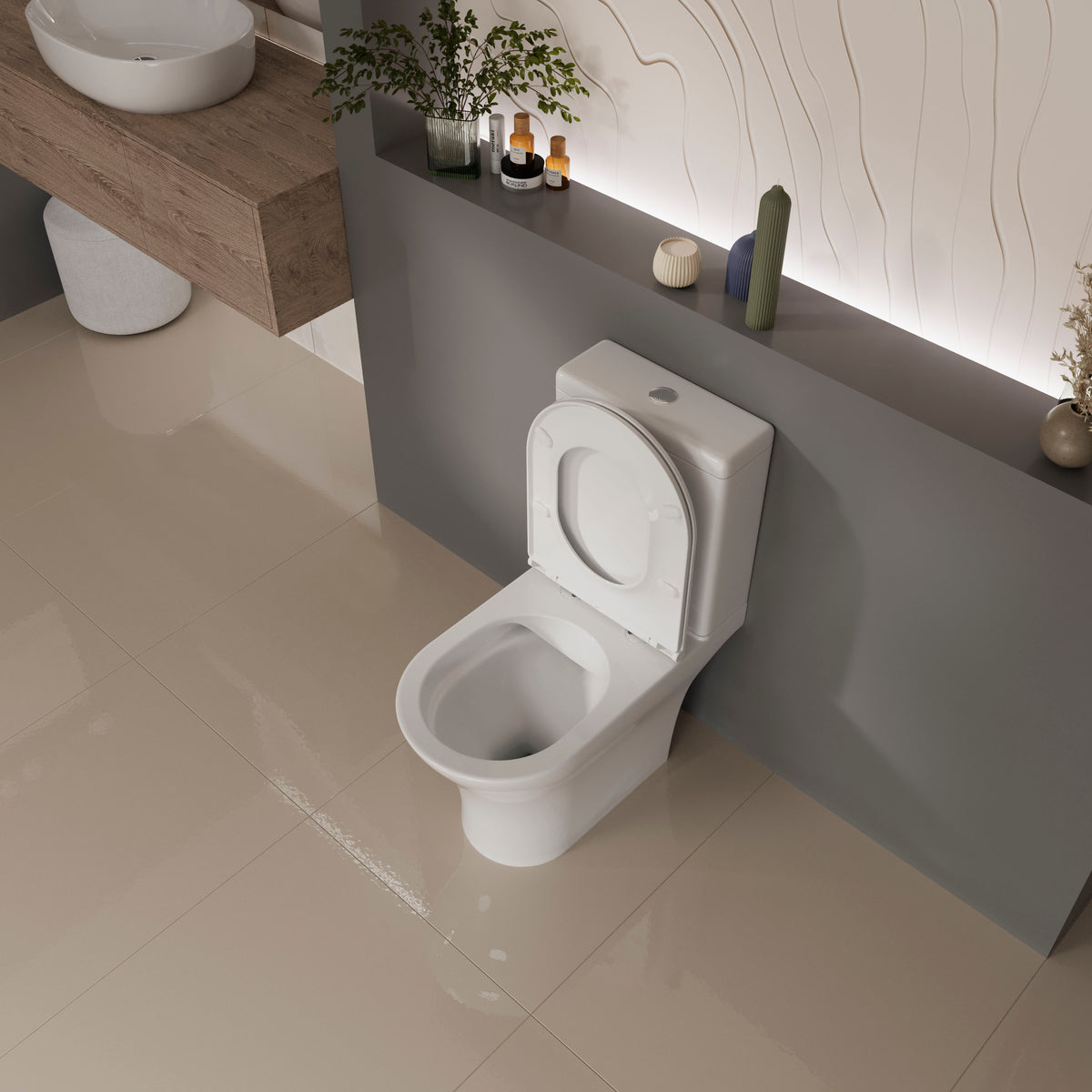DAKOTA-Set: Stand-WC mit Soft-Close-Sitz + Spülkasten (Rimless-Spülung)