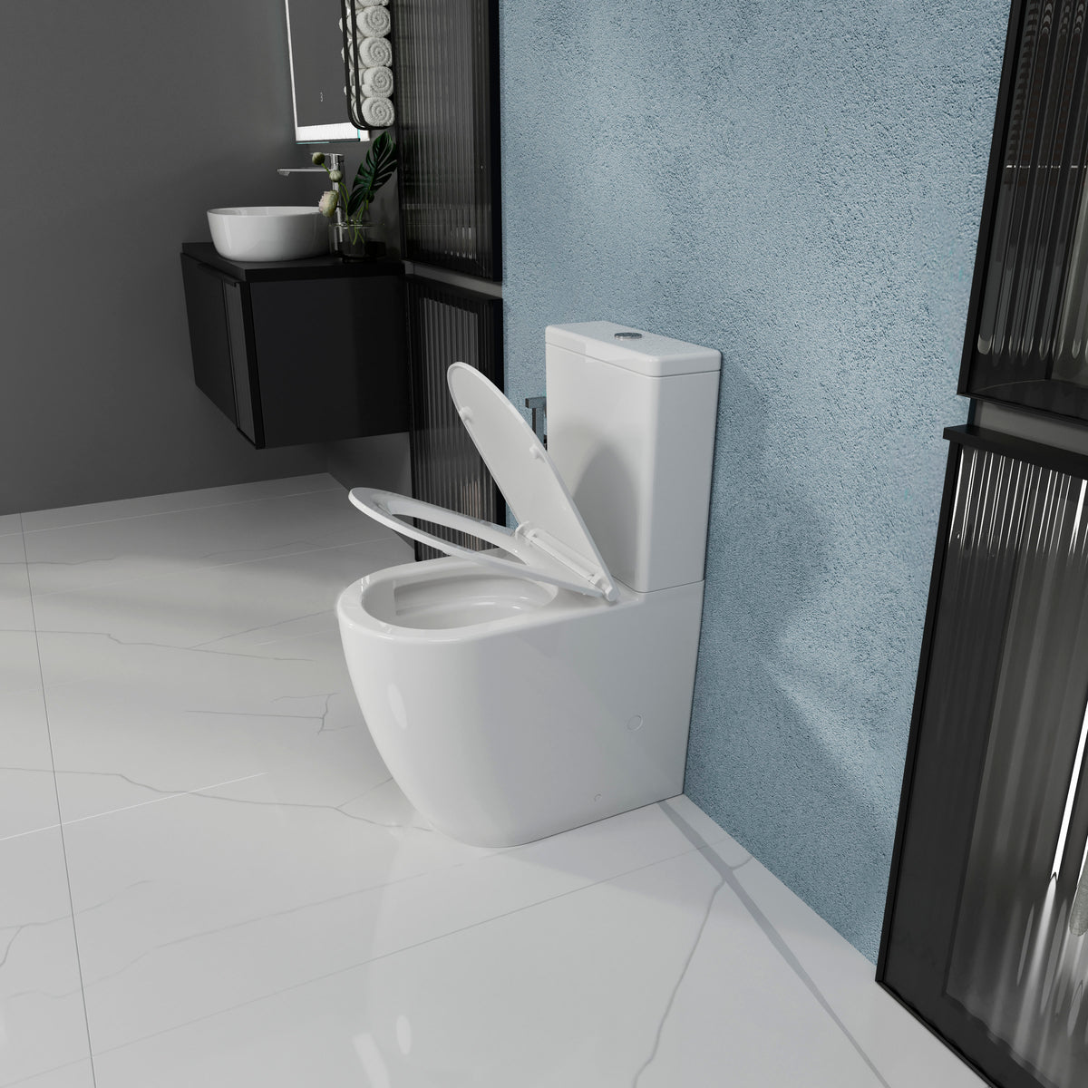 Round Smart WC kombi: stojící WC se sedátkem Soft-close + nádržka (splachování Tornado 3.0)