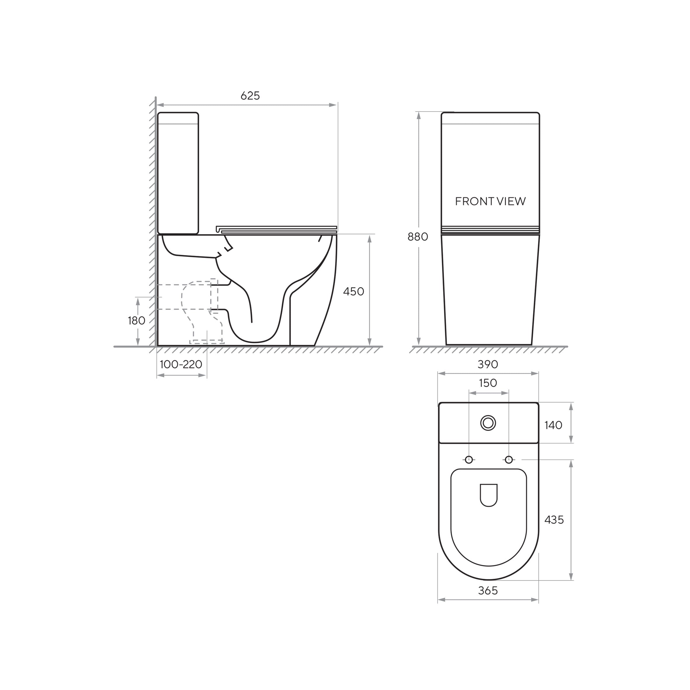 Round Smart Compact: floor-standing toilet with Soft-close seat + cistern (Tornado 3.0 flush)