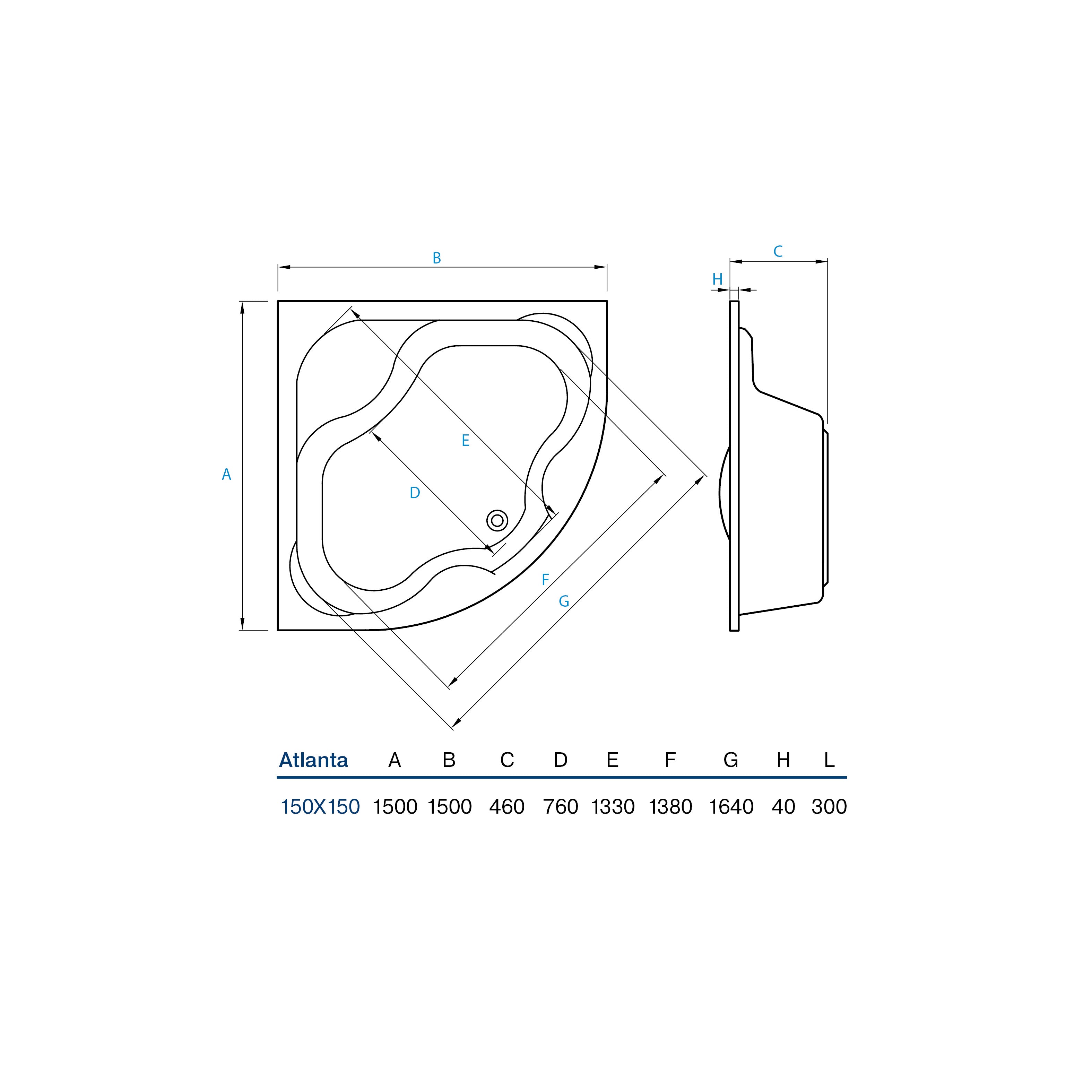 Ванна Atlanta 150х150
