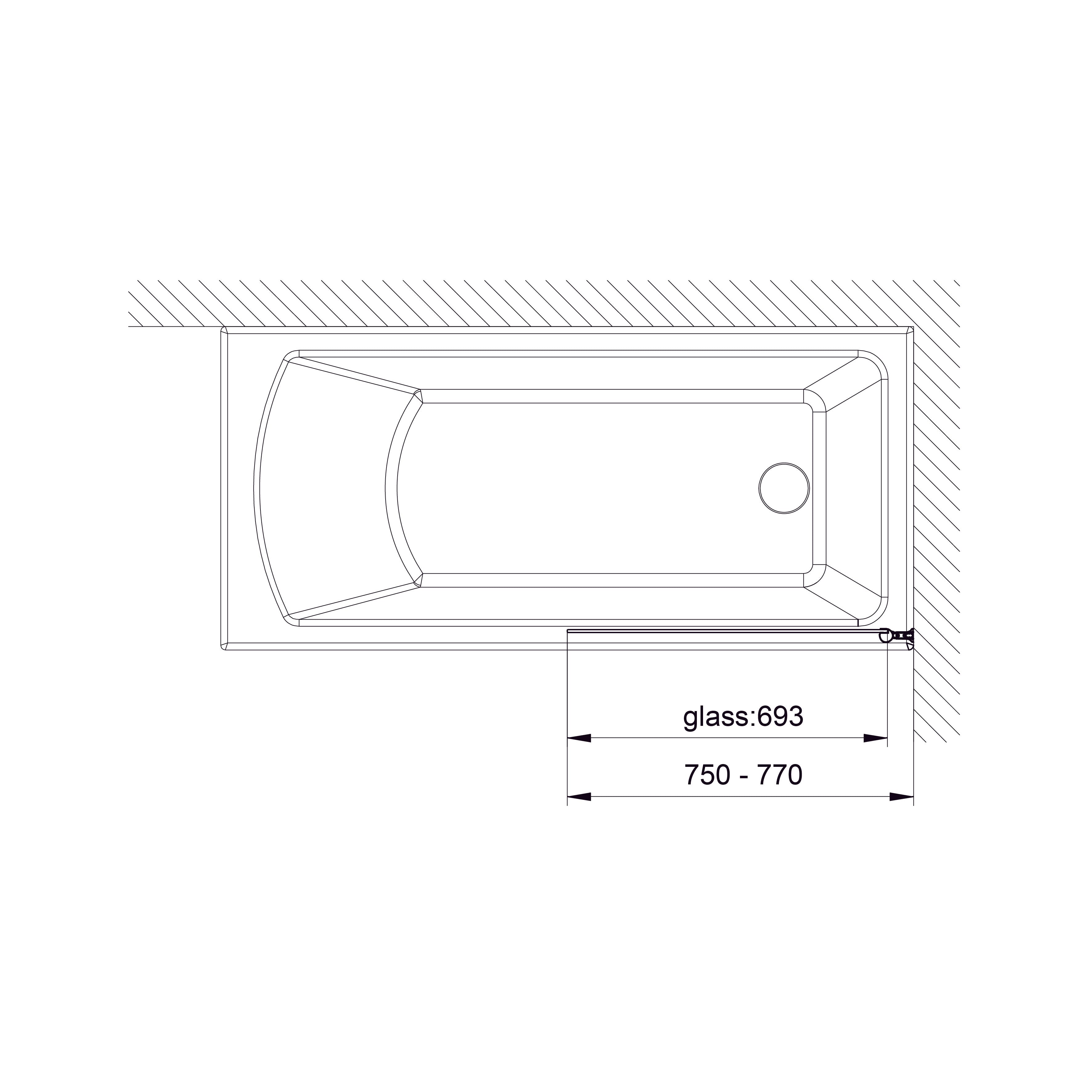 Шторка на ванну QP93(right) одноелементна 750х1400 chrome; clear