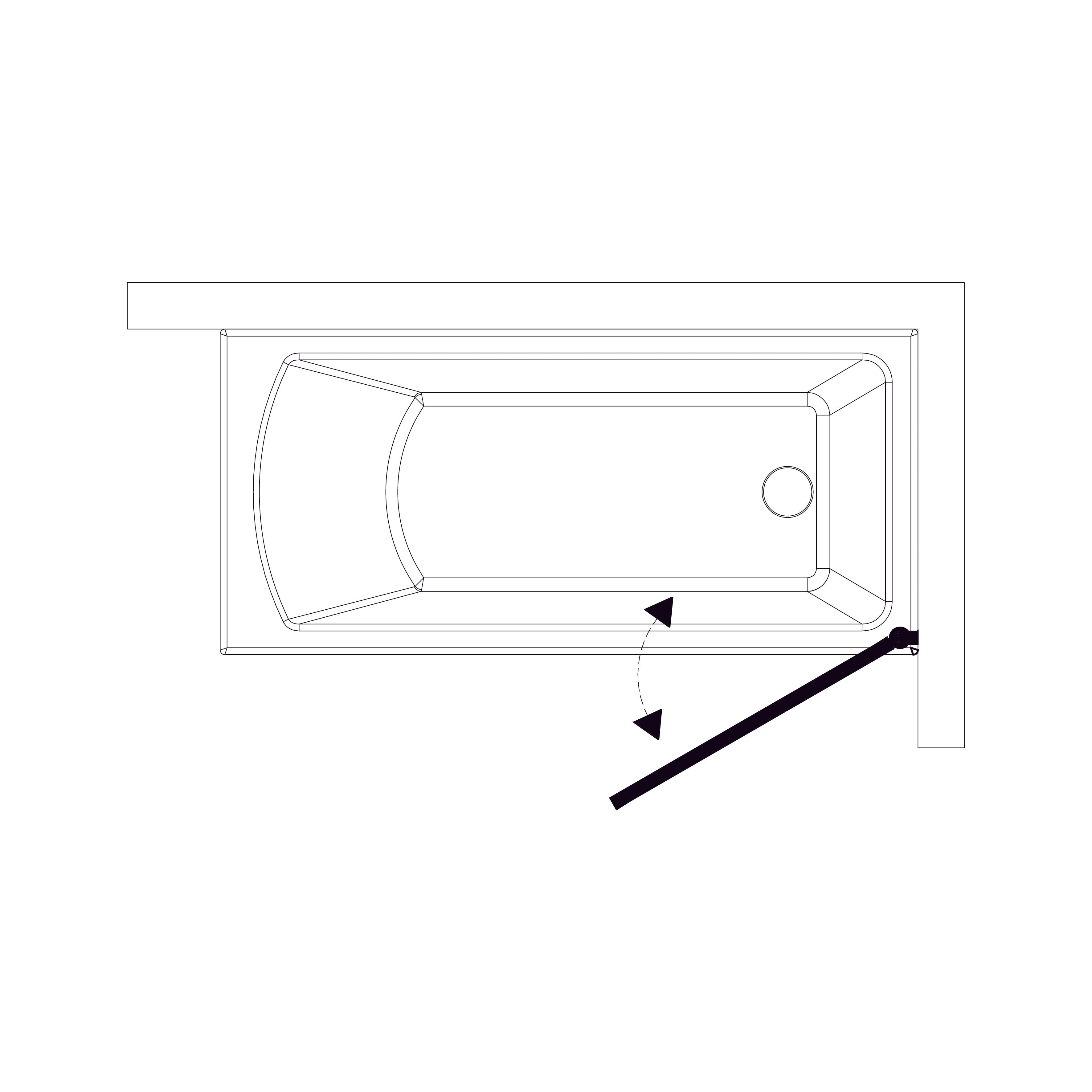 Шторка на ванну QP93(right) одноелементна 750х1400 chrome; grape