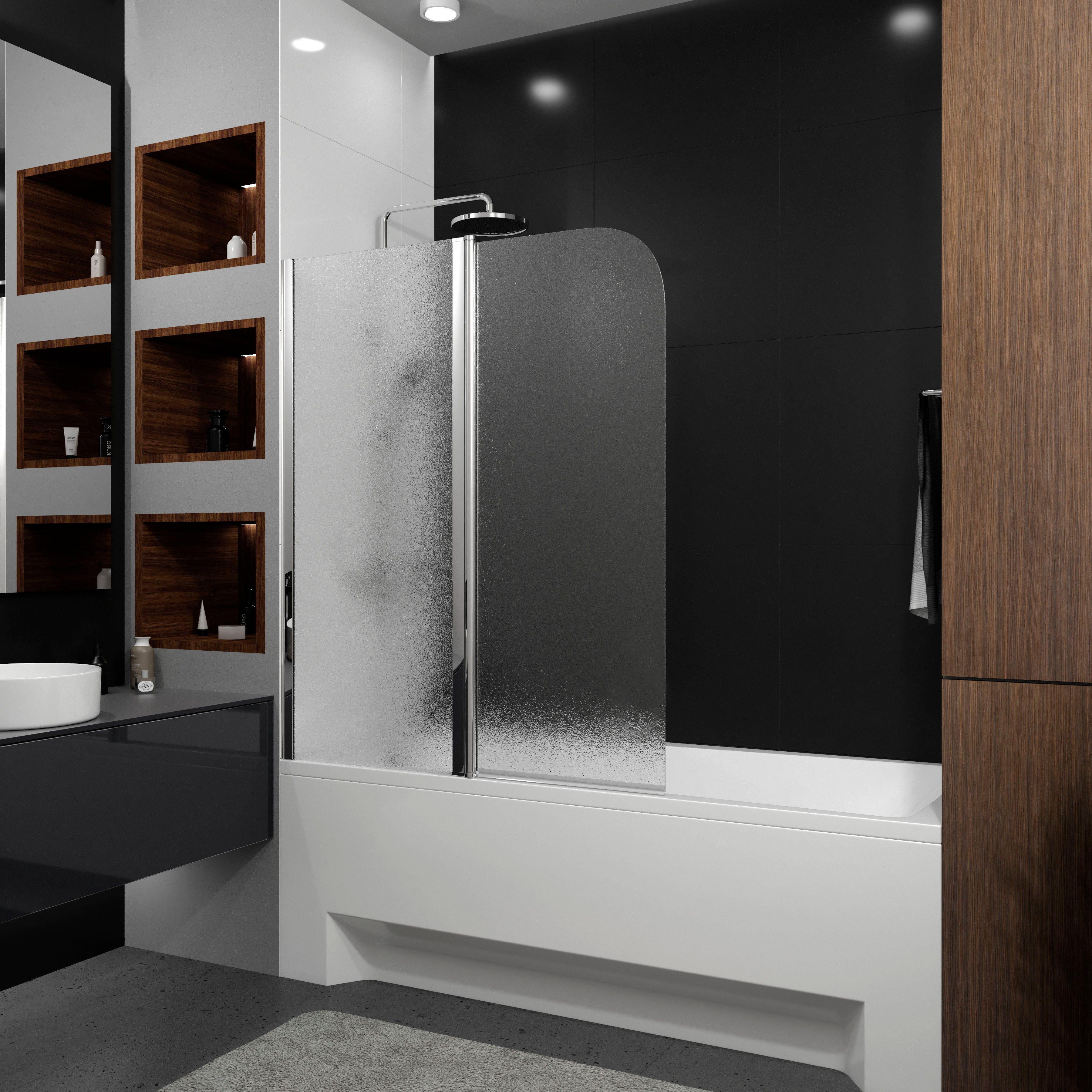 Шторка на ванну QP95(right) двоелементна 1150х1400 chrome; grape