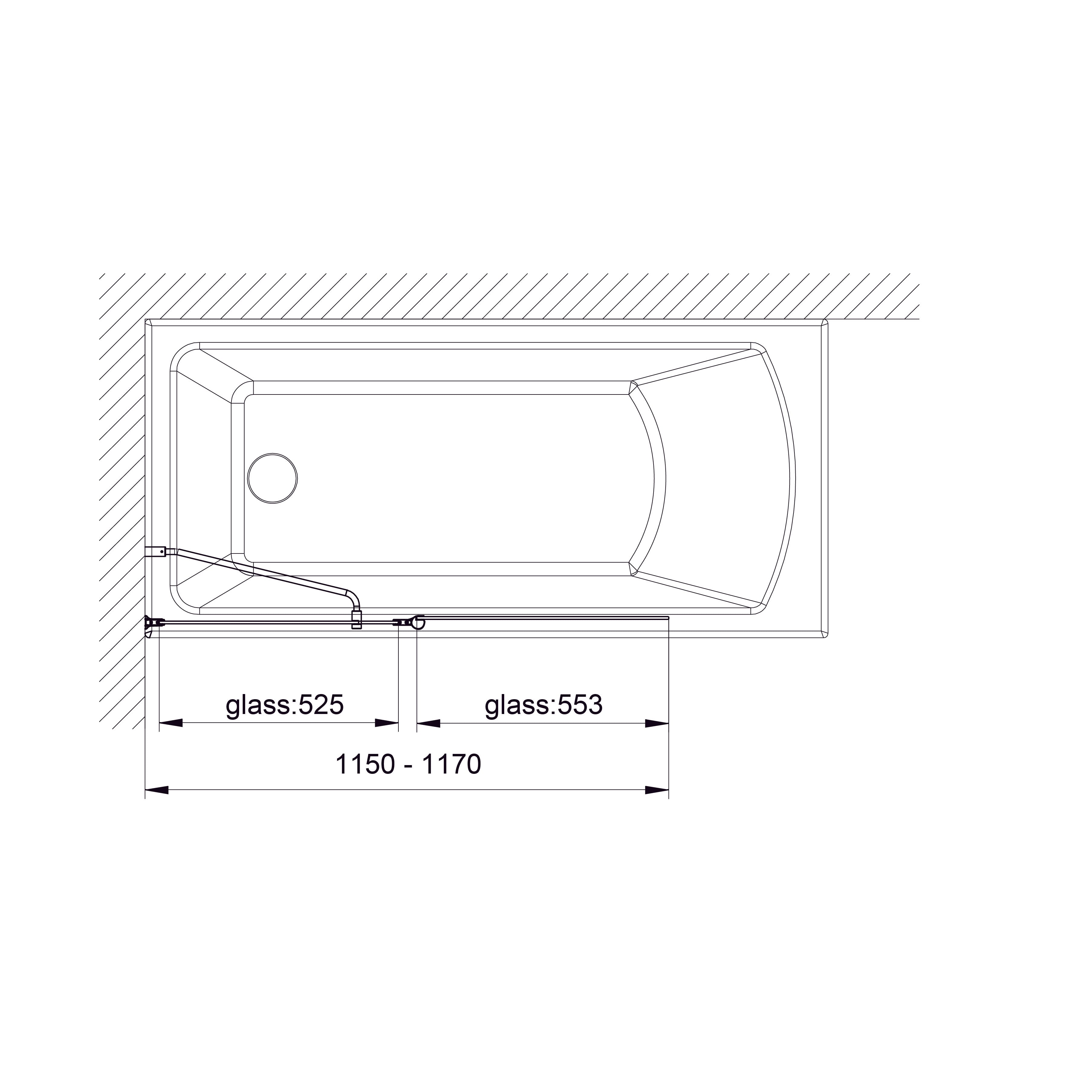 QP95 (left) Badewannenfaltwand zweiteilig 1150x1400 Chrom; Grape