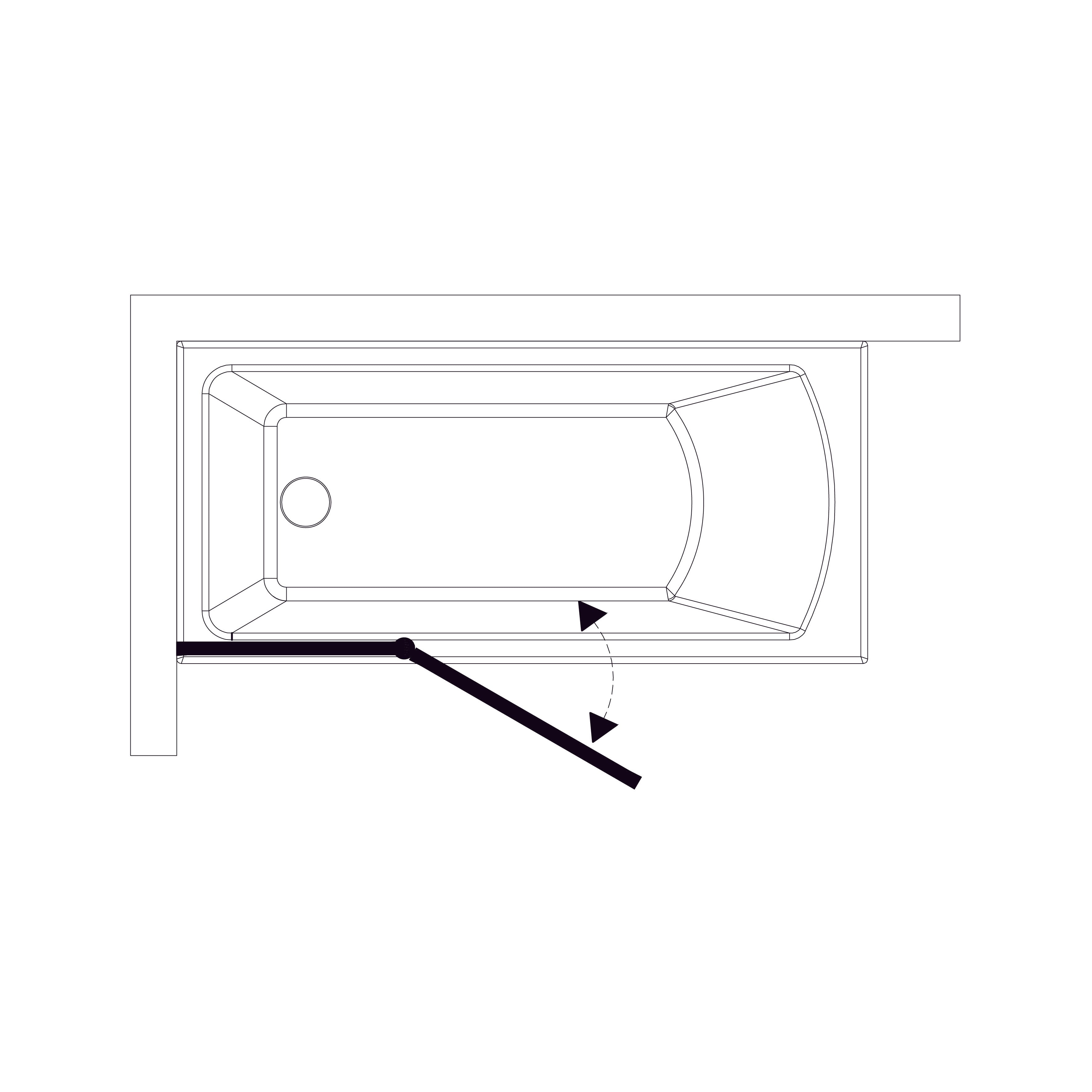 QP95 (left) Badewannenfaltwand zweiteilig 1150x1400 Chrom; Clear