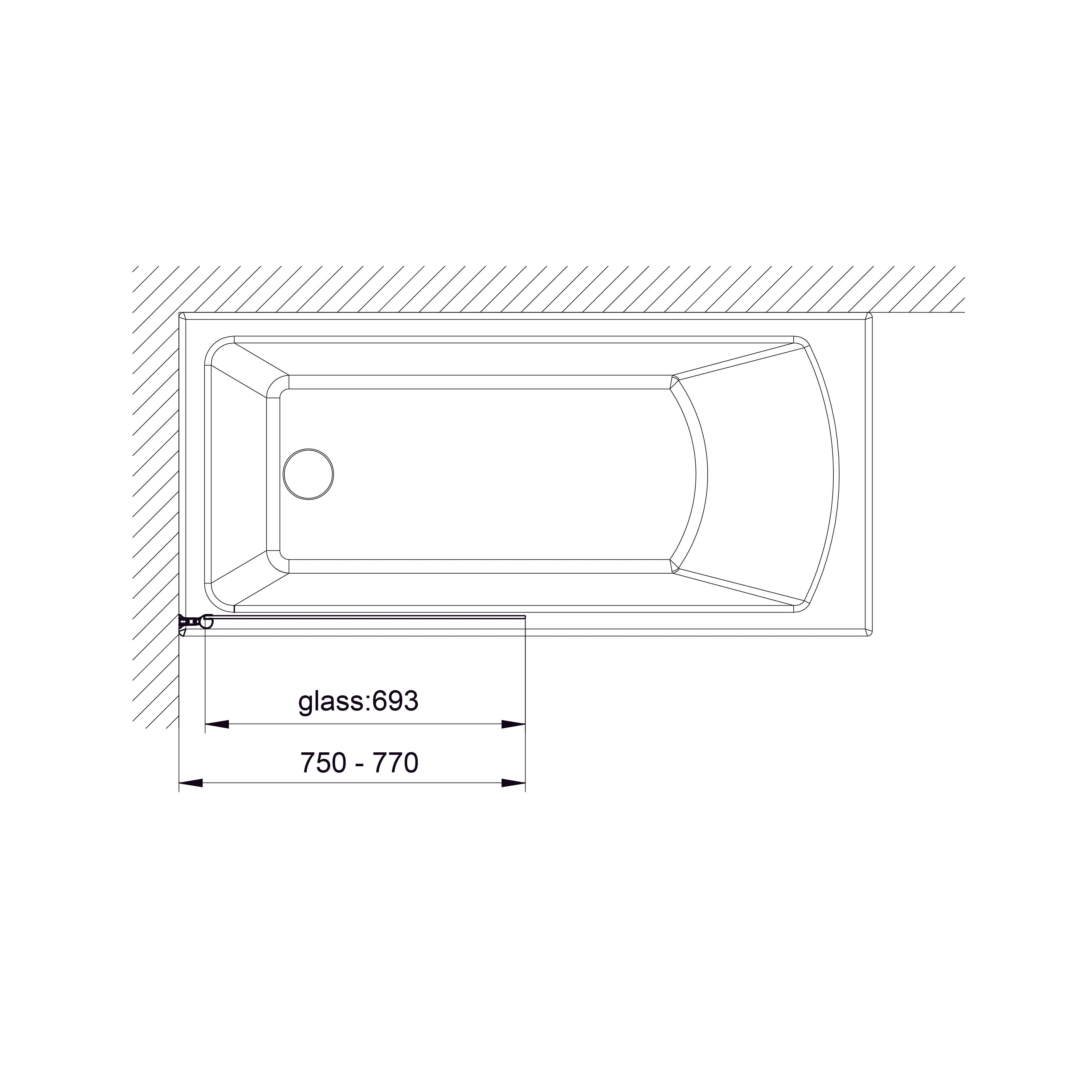 Шторка на ванну QP93(left) одноелементна 750х1400 chrome; clear