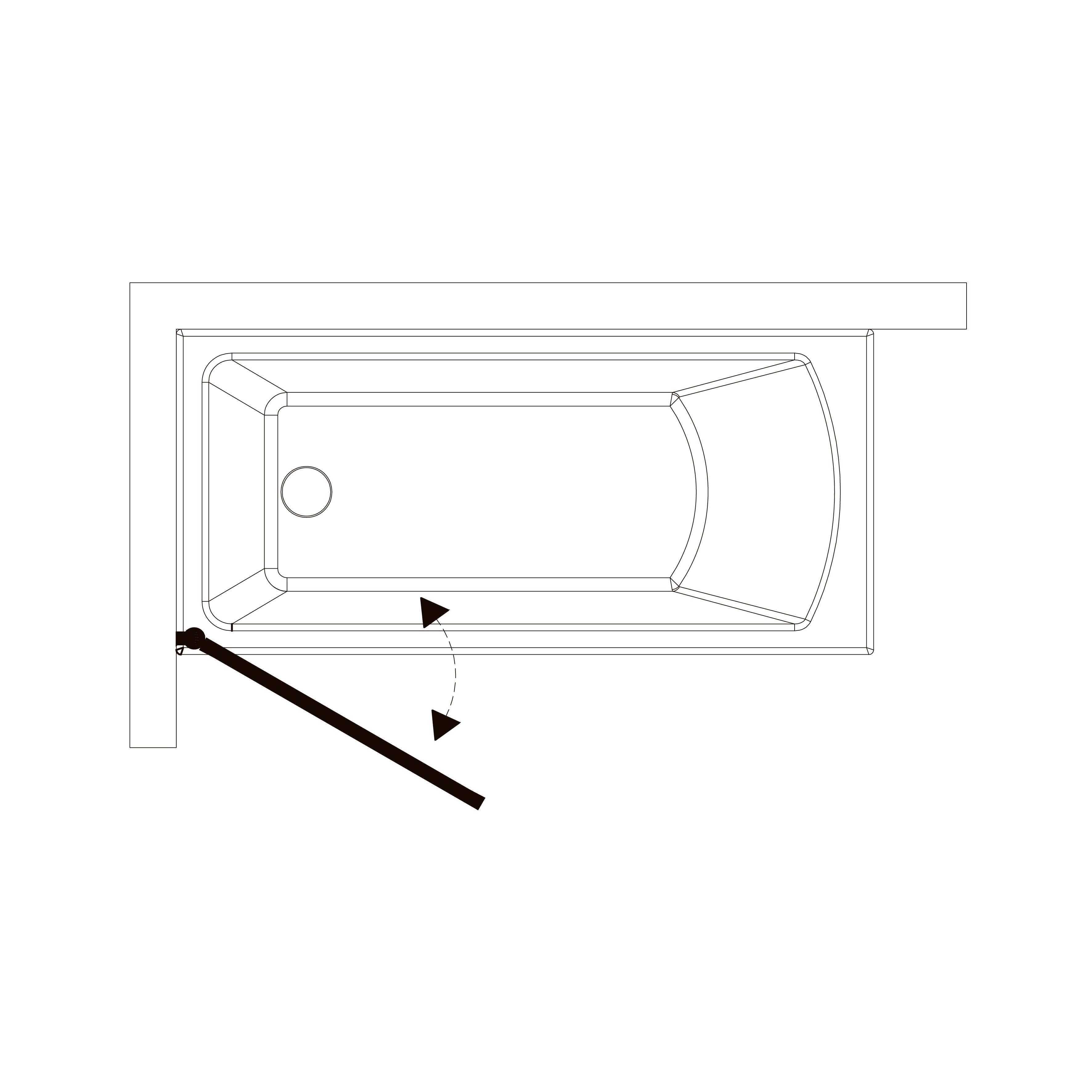 QP93 (left) Badewannenfaltwand einteilig 750x1400 Chrom; Clear