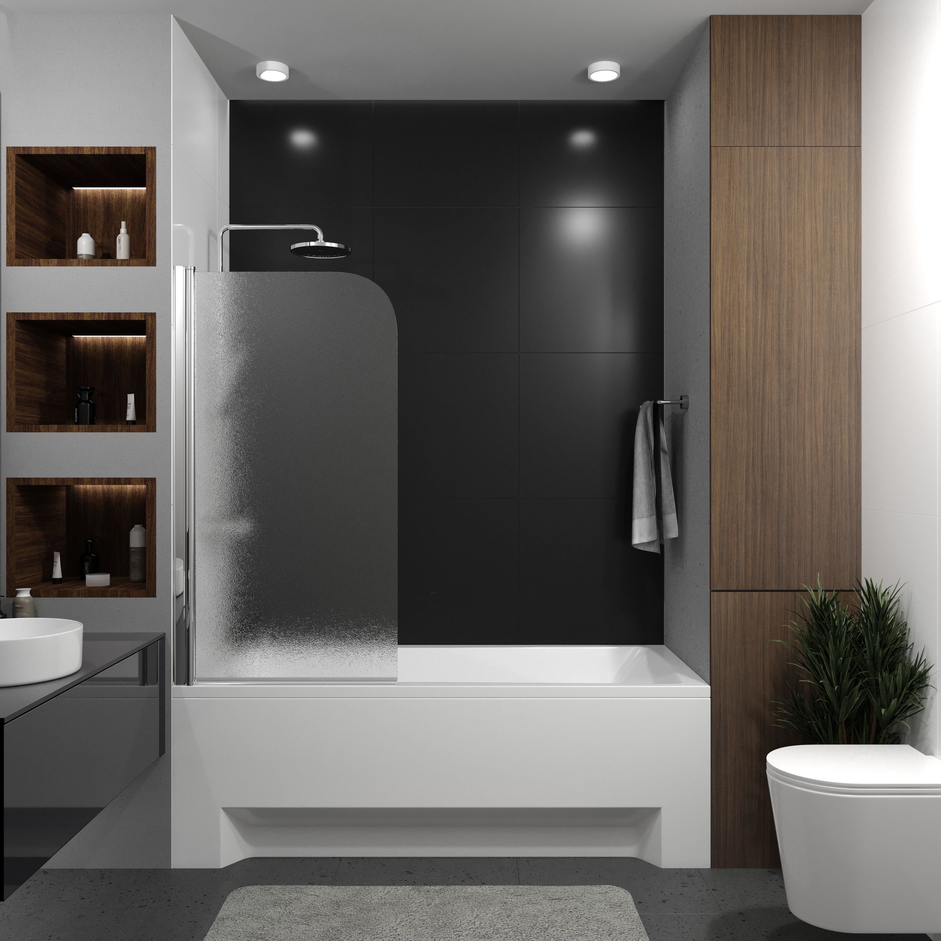 Шторка на ванну QP93(right) одноелементна 750х1400 chrome; grape