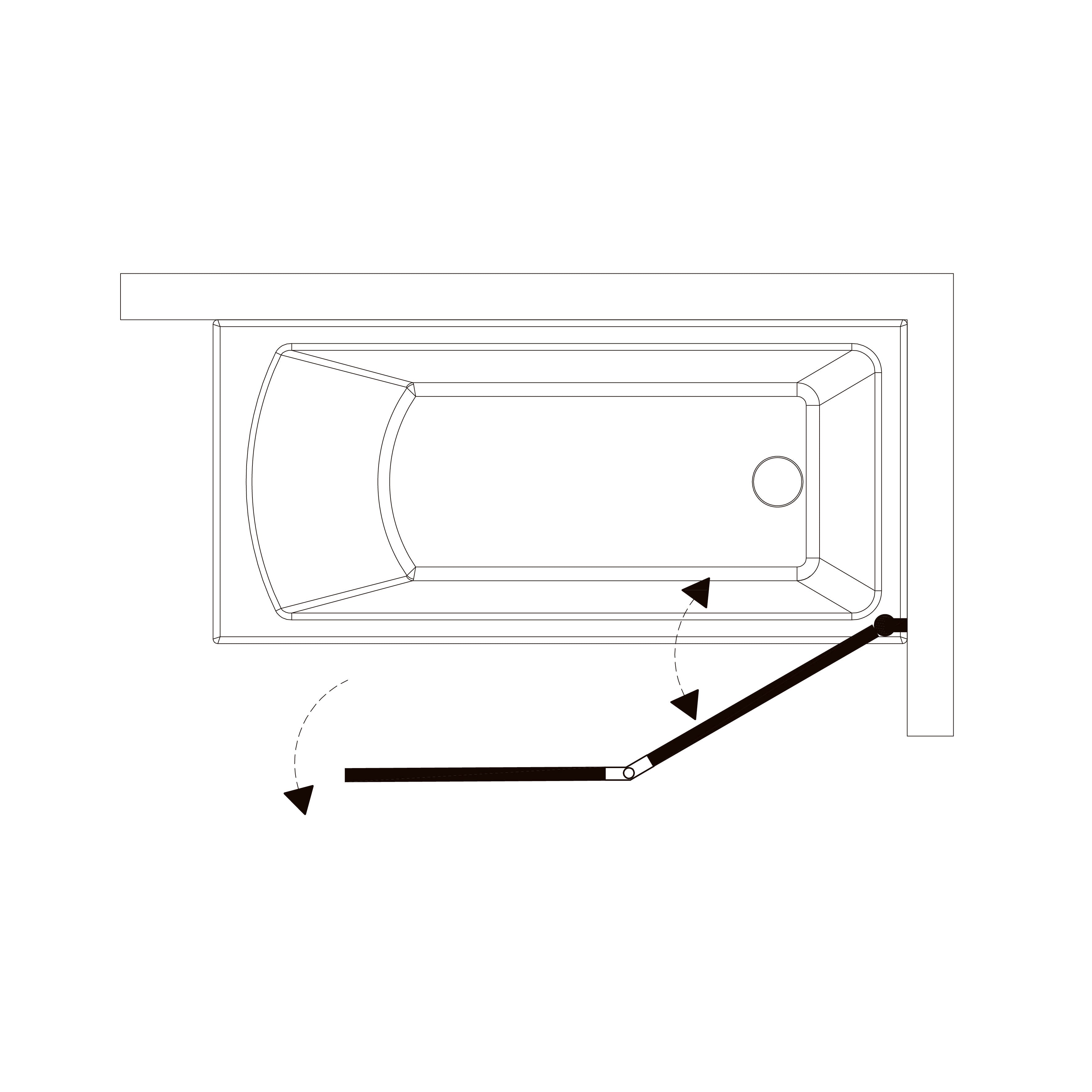 QP97 (right) mampara para bañera de dos elementos 1150x1400 mm, cromo; cristal grape