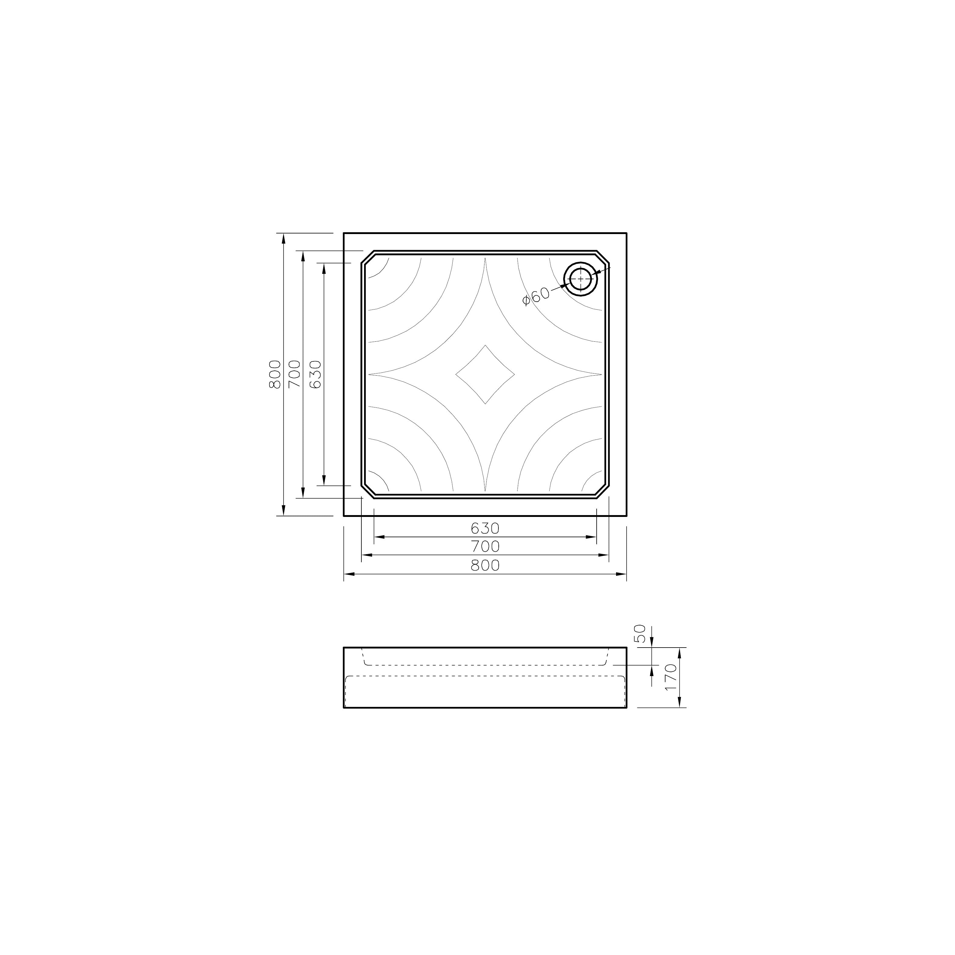 Піддон Grace акриловий 80x80, квадратний