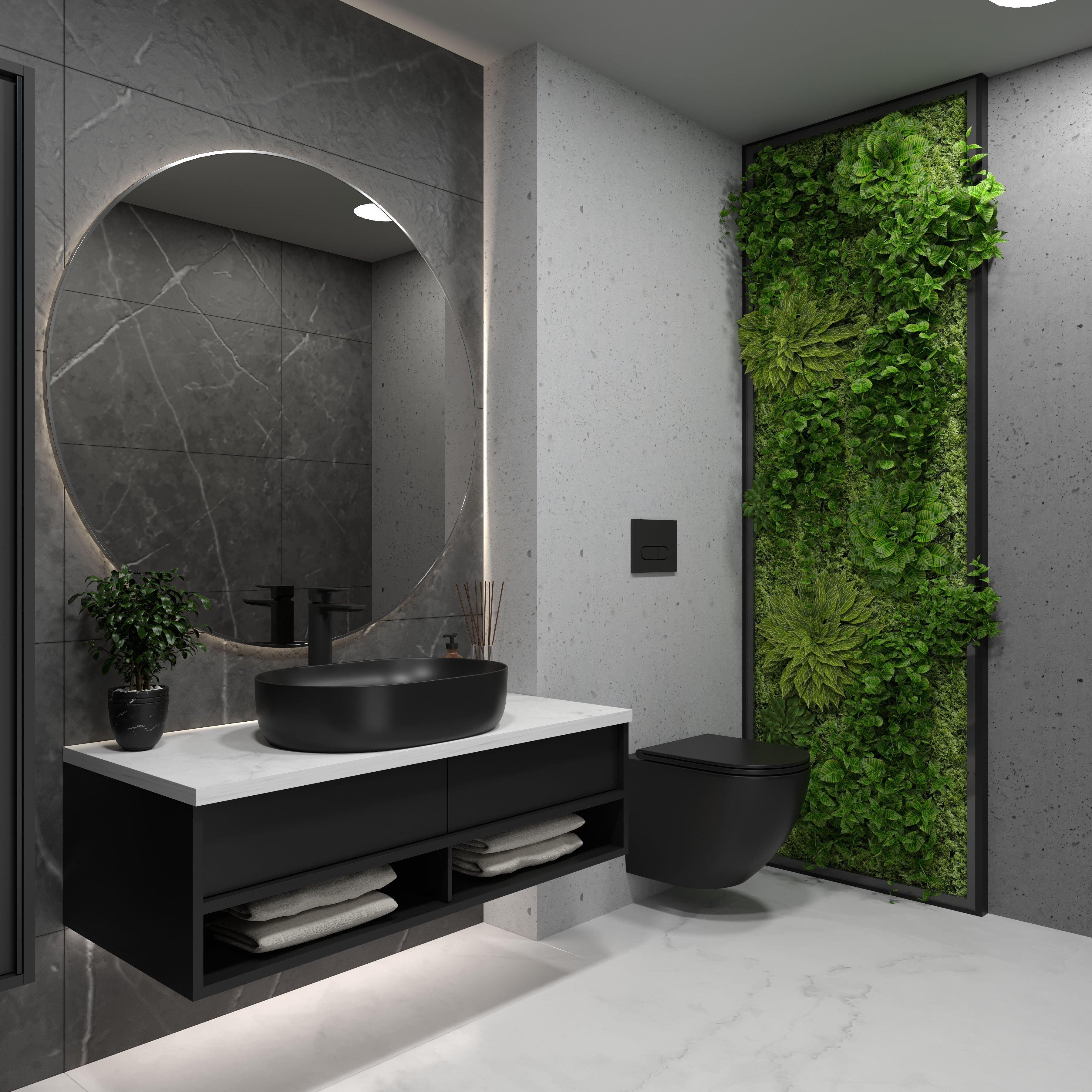 Round Washbasin Black Matte