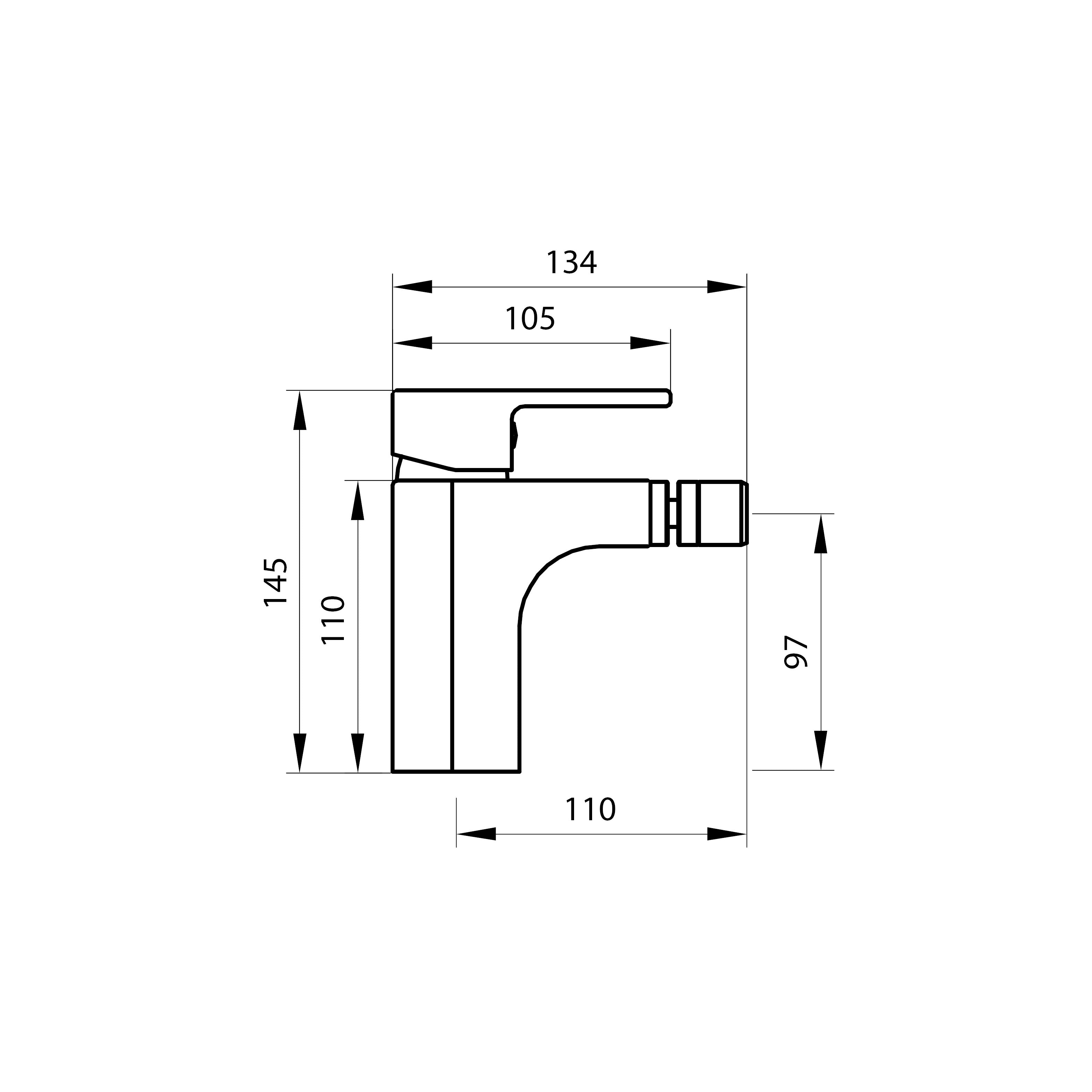 Round Arc single-lever bidet faucet 35 mm