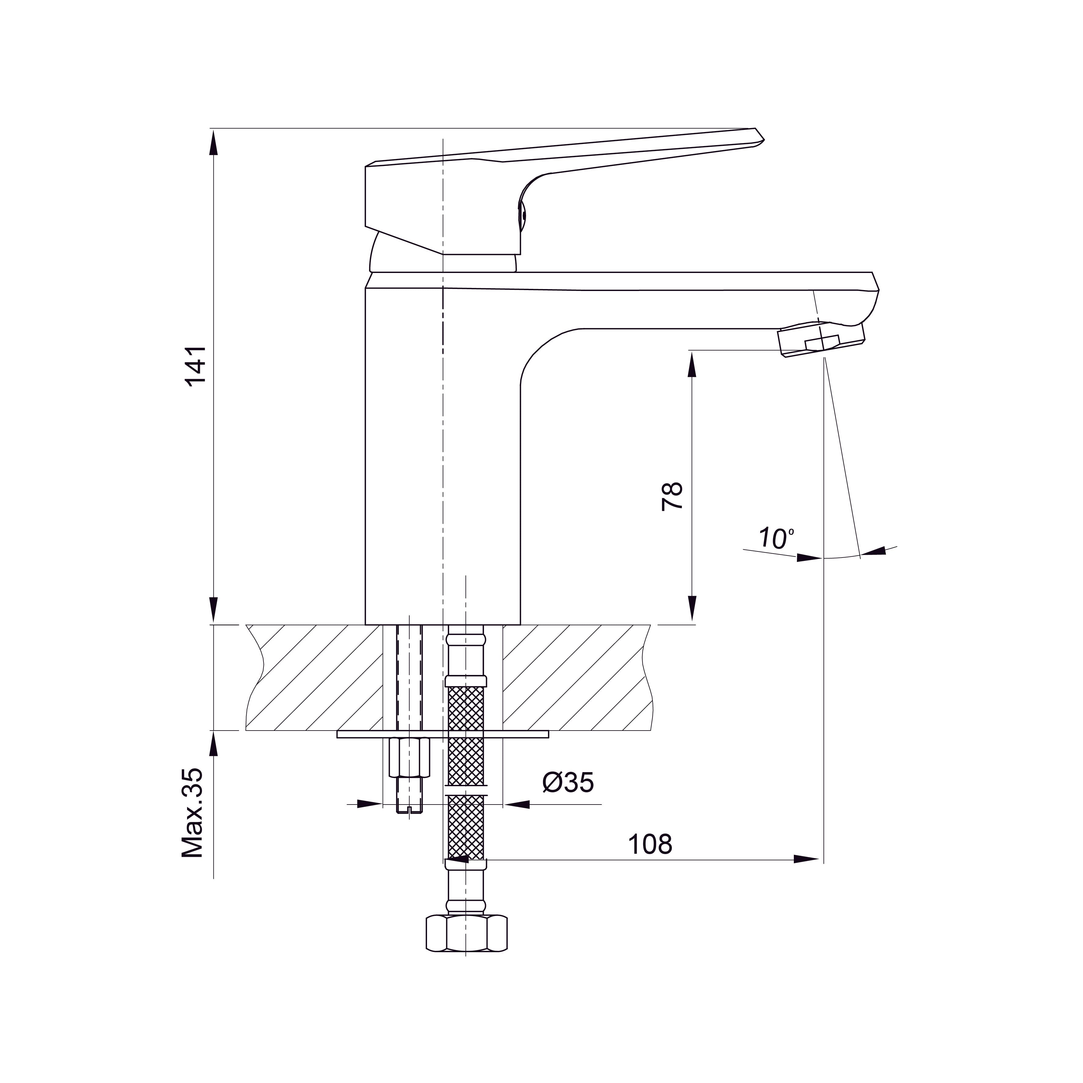 EDGE single-lever washbasin faucet, 35 mm
