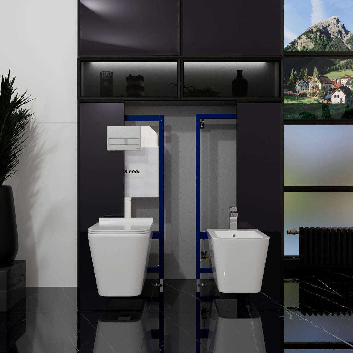 Dune 1200SL installation system for a wall-hung toilet