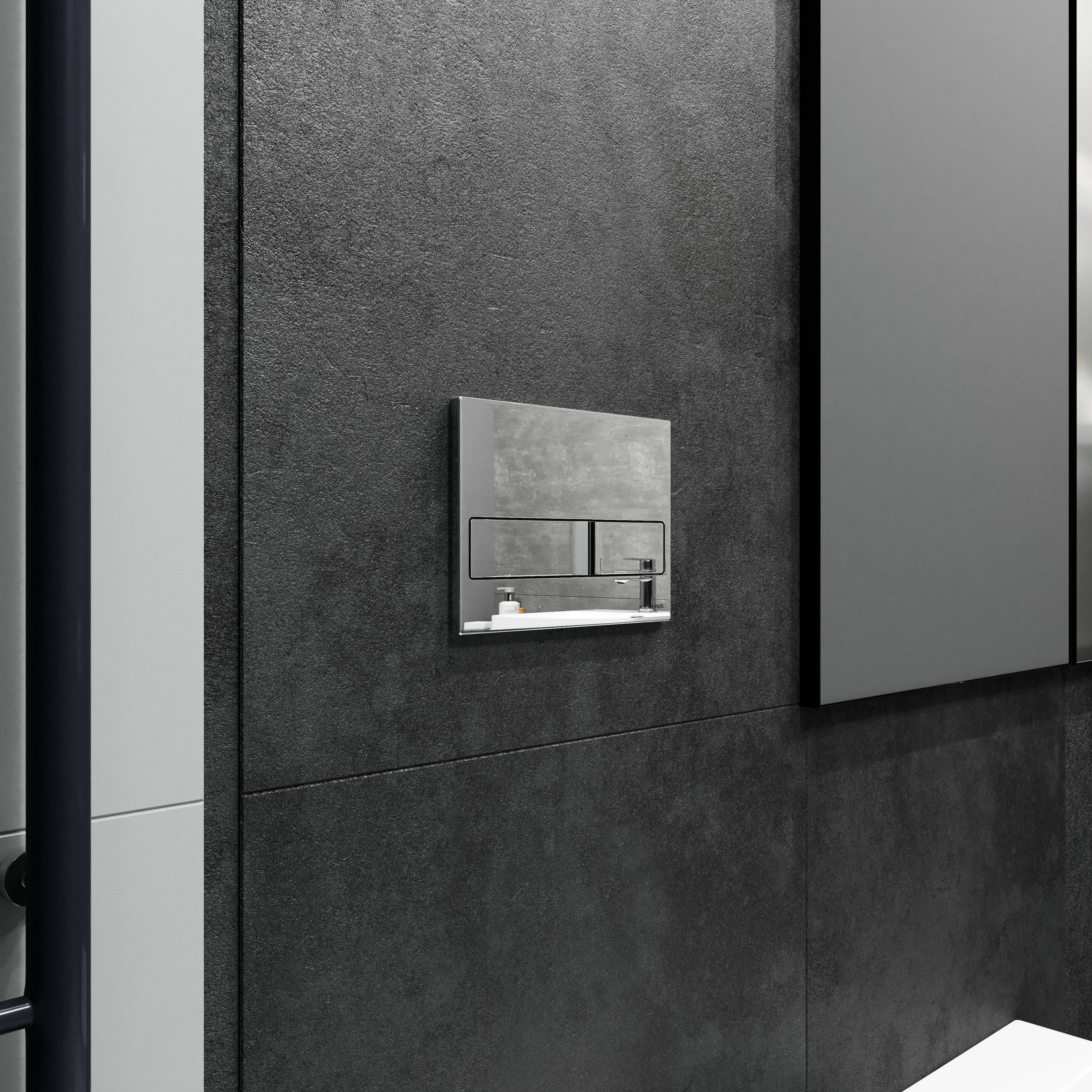 Neon Betätigungsplatte Chrom glänzend