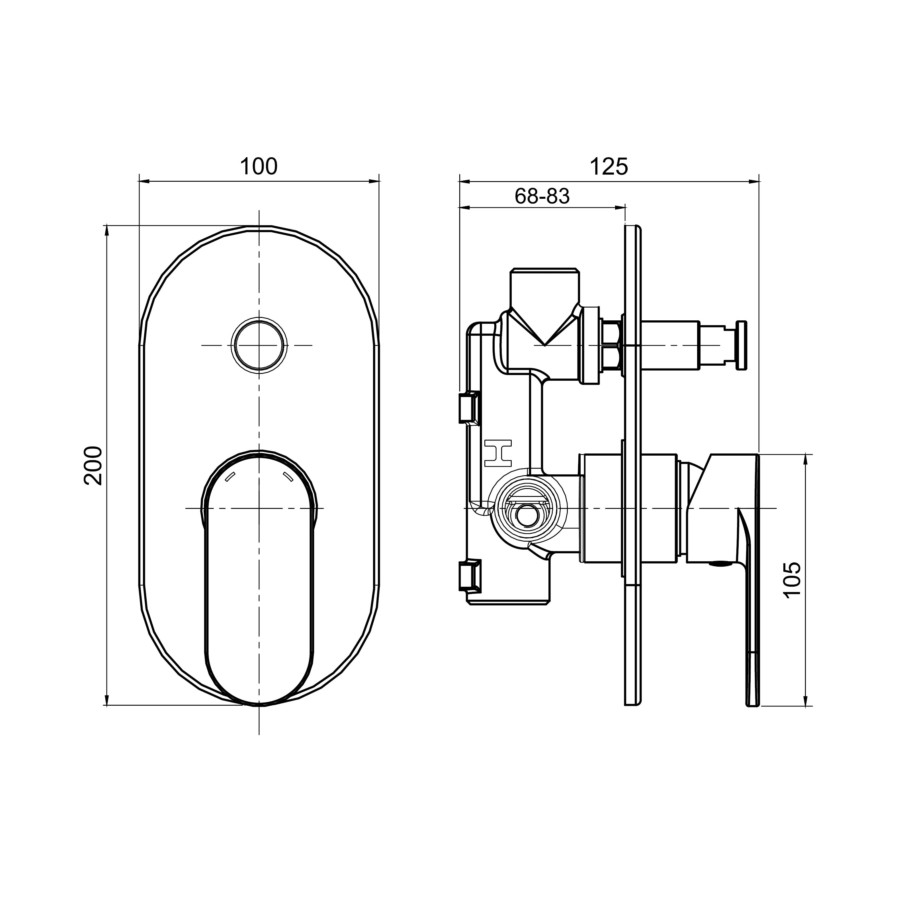 Round Arc concealed bathtub/shower faucet