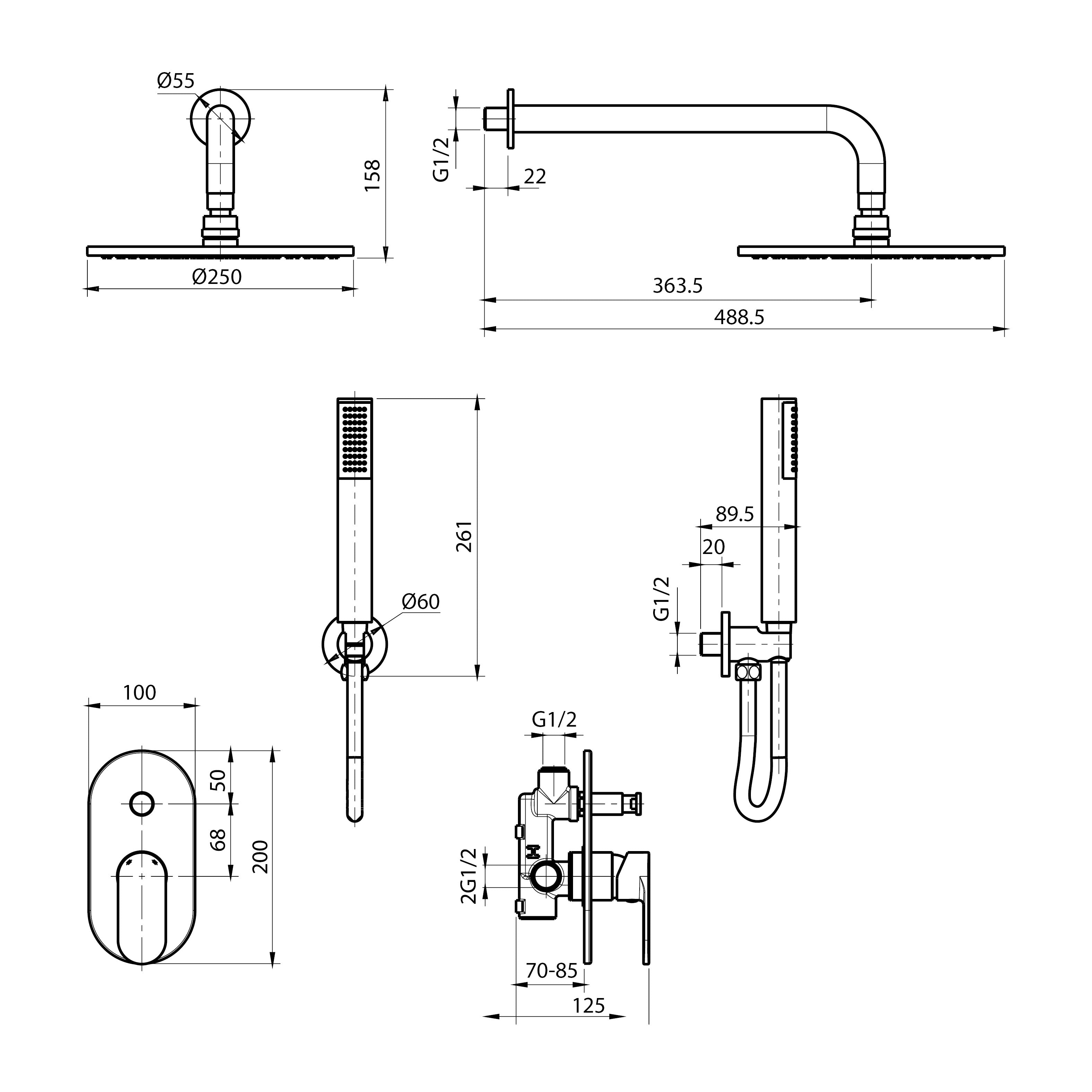 Round Arc set para equipamiento de ducha
