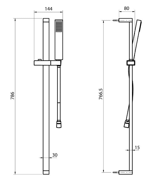 Neon sprchová souprava se sprchovou tyčí