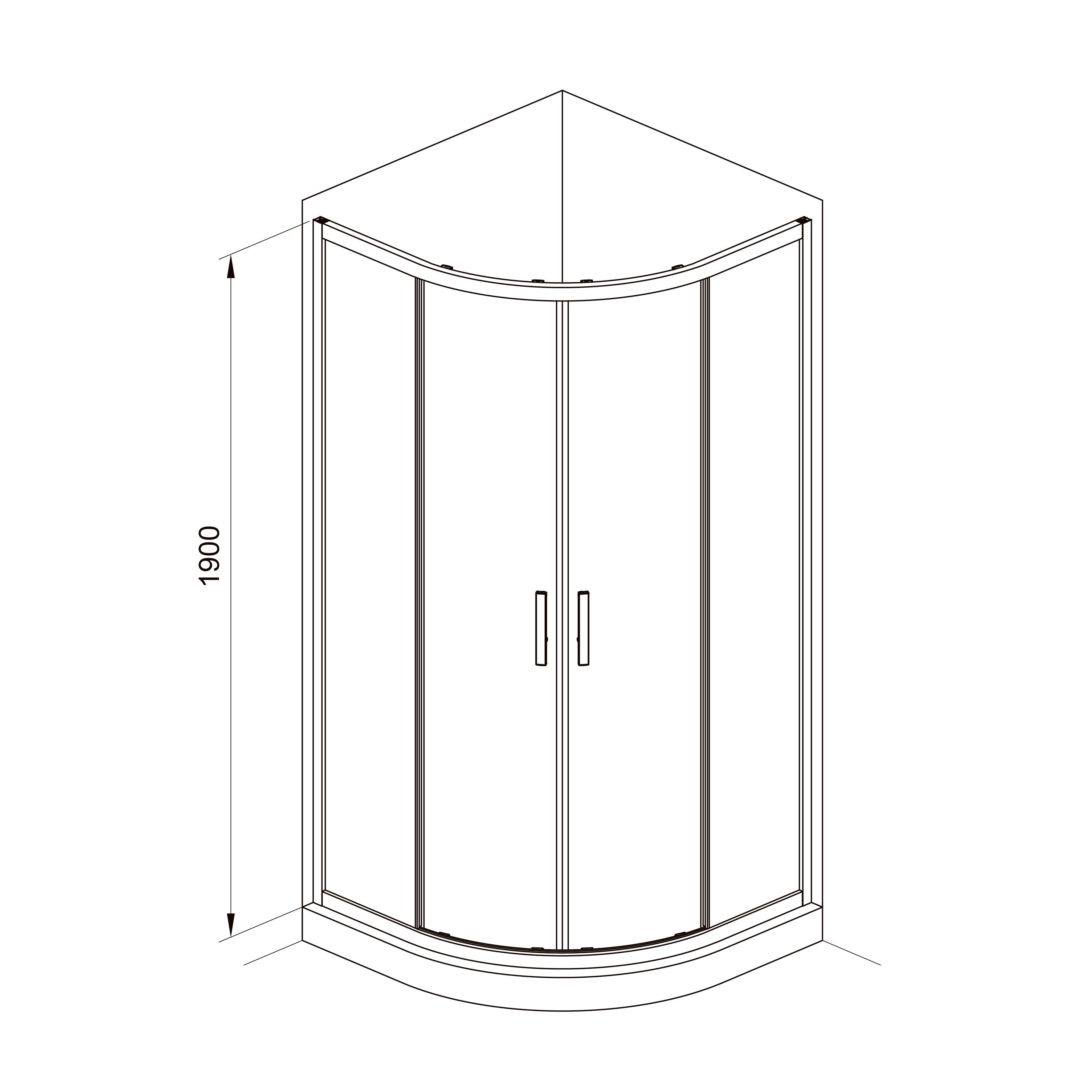 R80RGB Round quadrant shower enclosure, black, 800x800x1900mm, grape glass