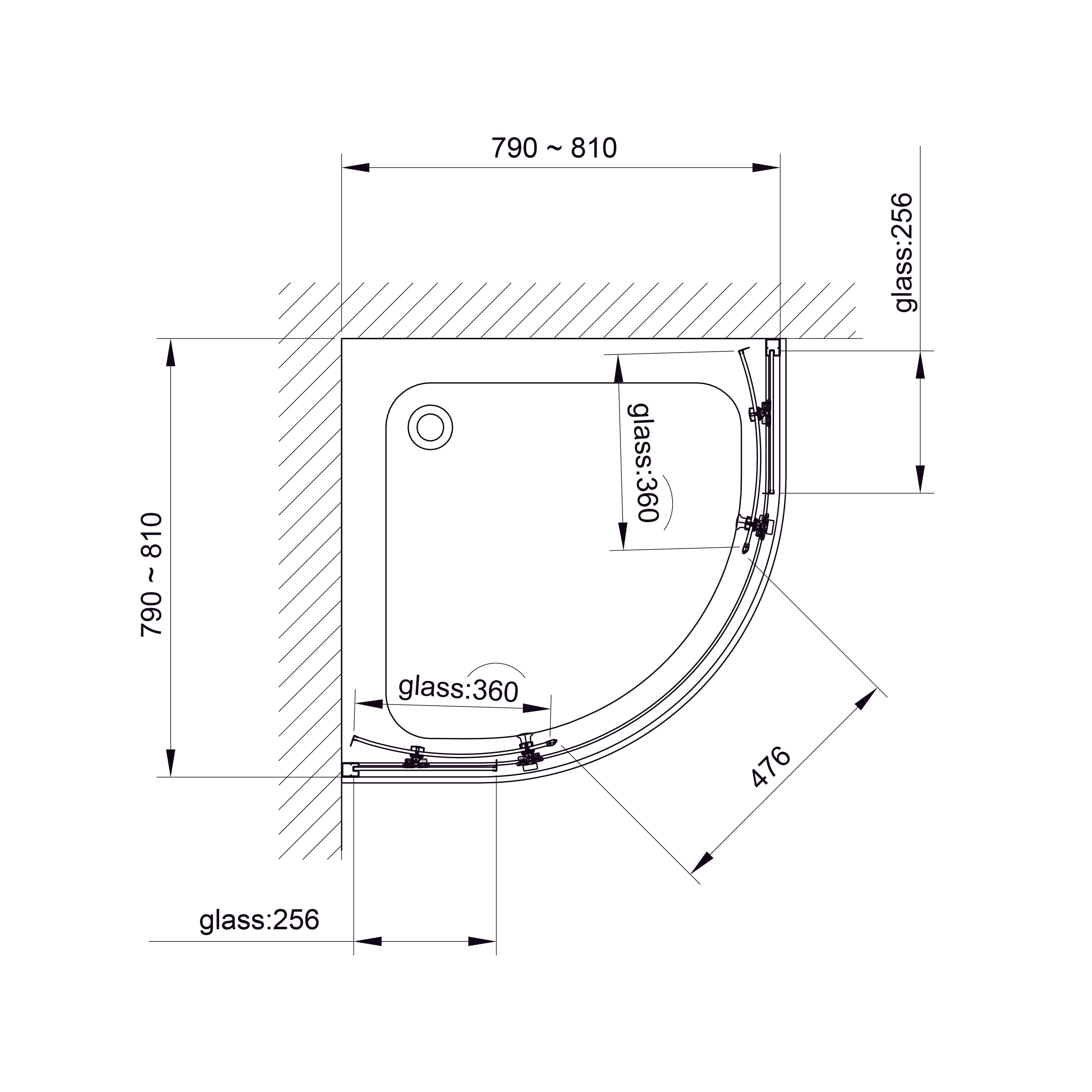 R80RG Душова кабіна ROUND напівкругла 800x800x1900 мм скло grape