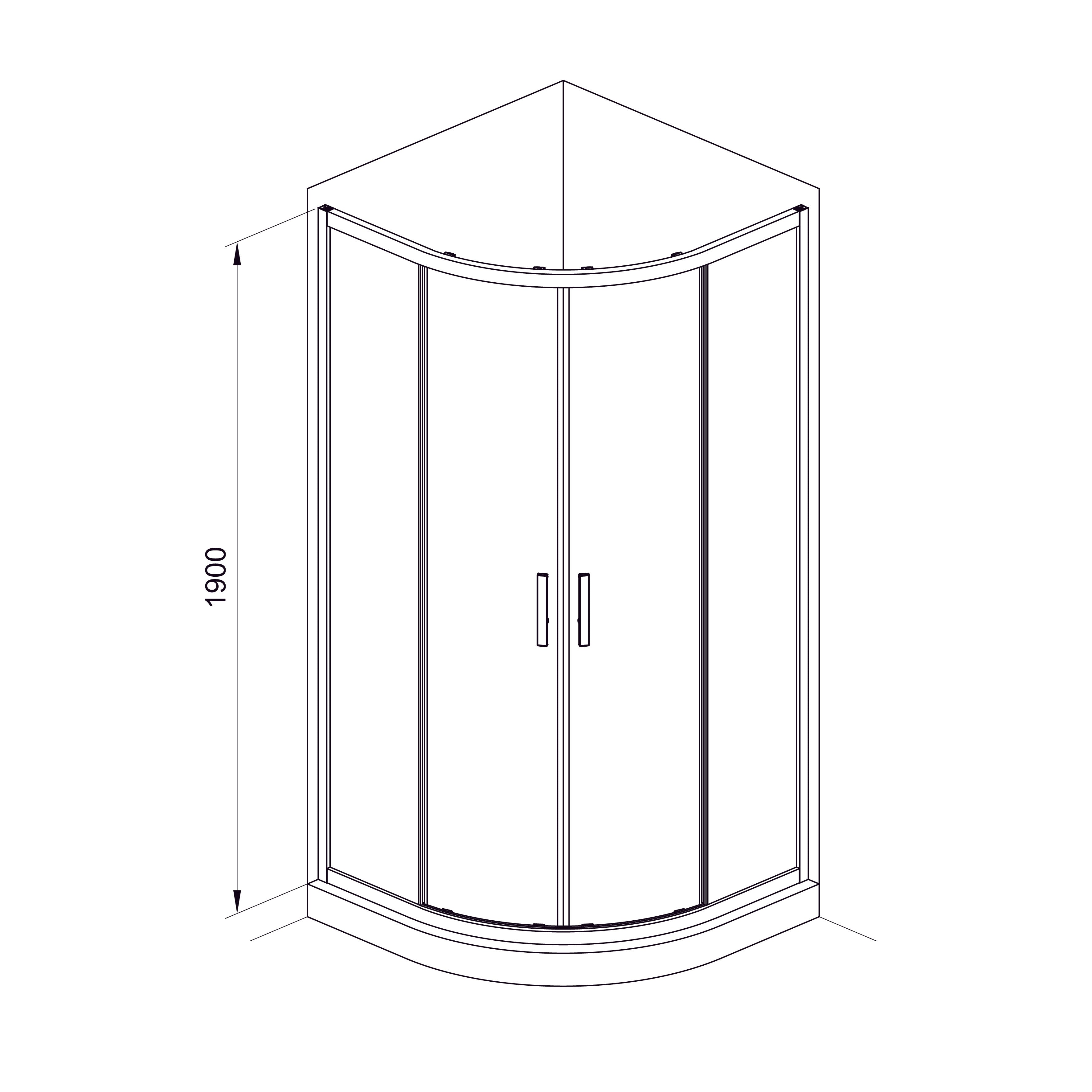 R90RG Душова кабіна ROUND напівкругла 900x900x1900 мм скло grape
