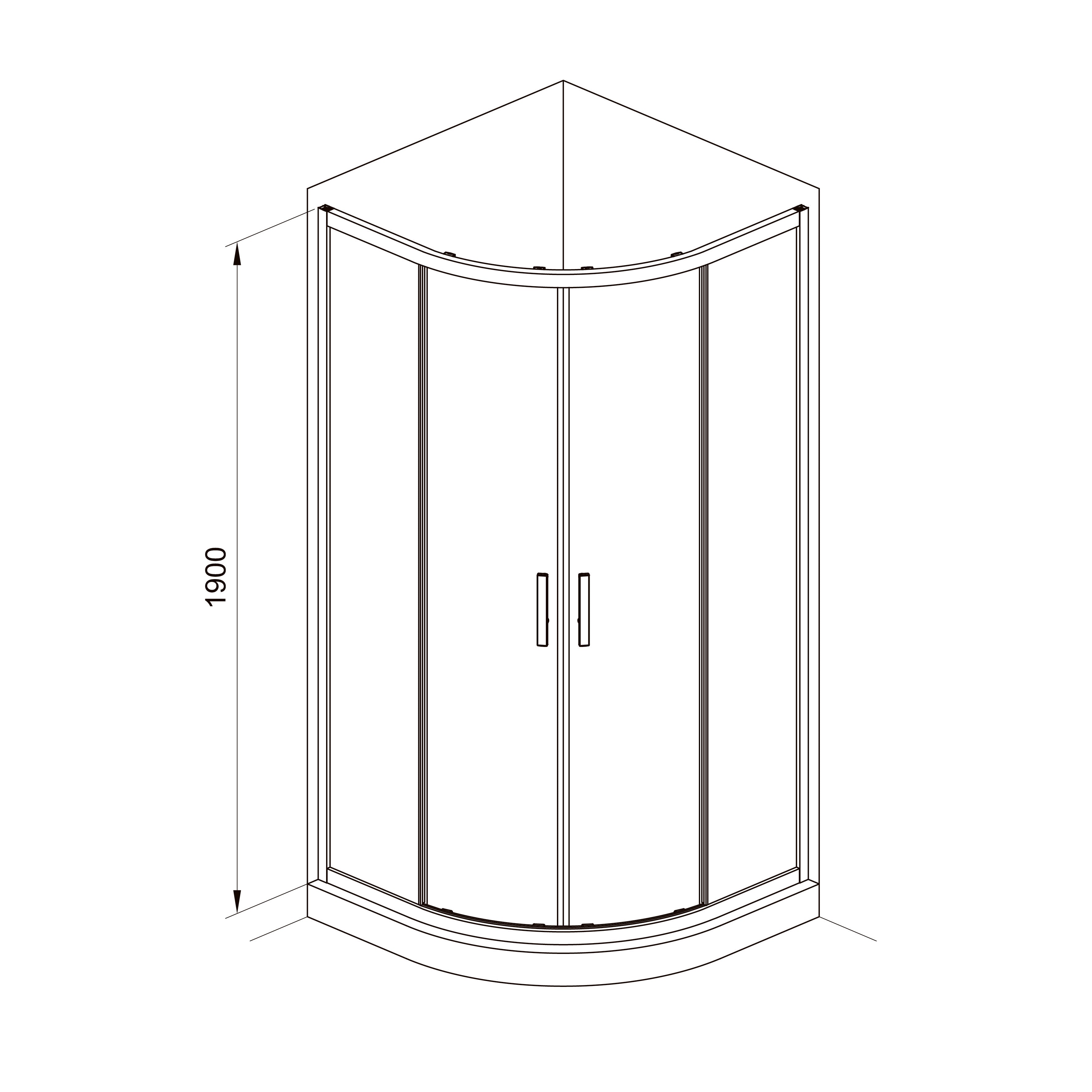 R90RG ROUND quadrant shower enclosure 900x900x1900 mm, grape glass