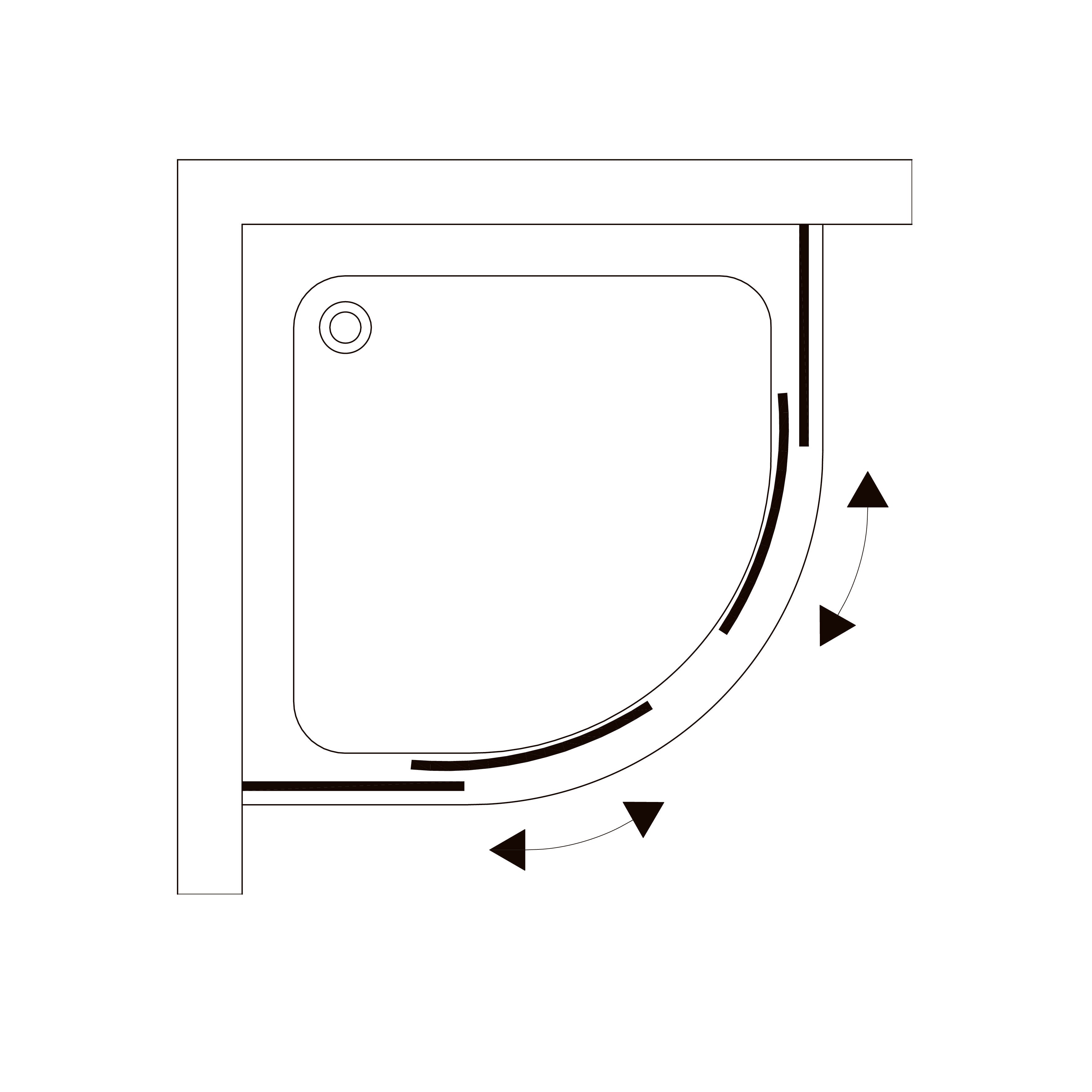 R90RG ROUND quadrant shower enclosure 900x900x1900 mm, grape glass