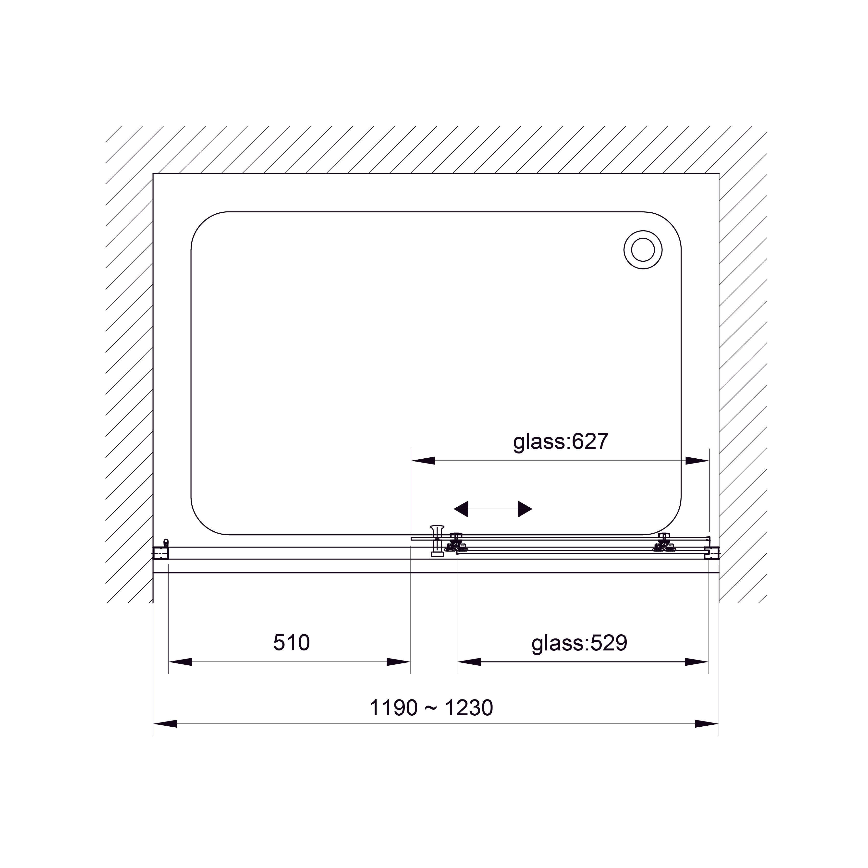 TD120GB Duschdrehtür Trend zweiteilig Schwarz 1200x1900 mm Glas Grape