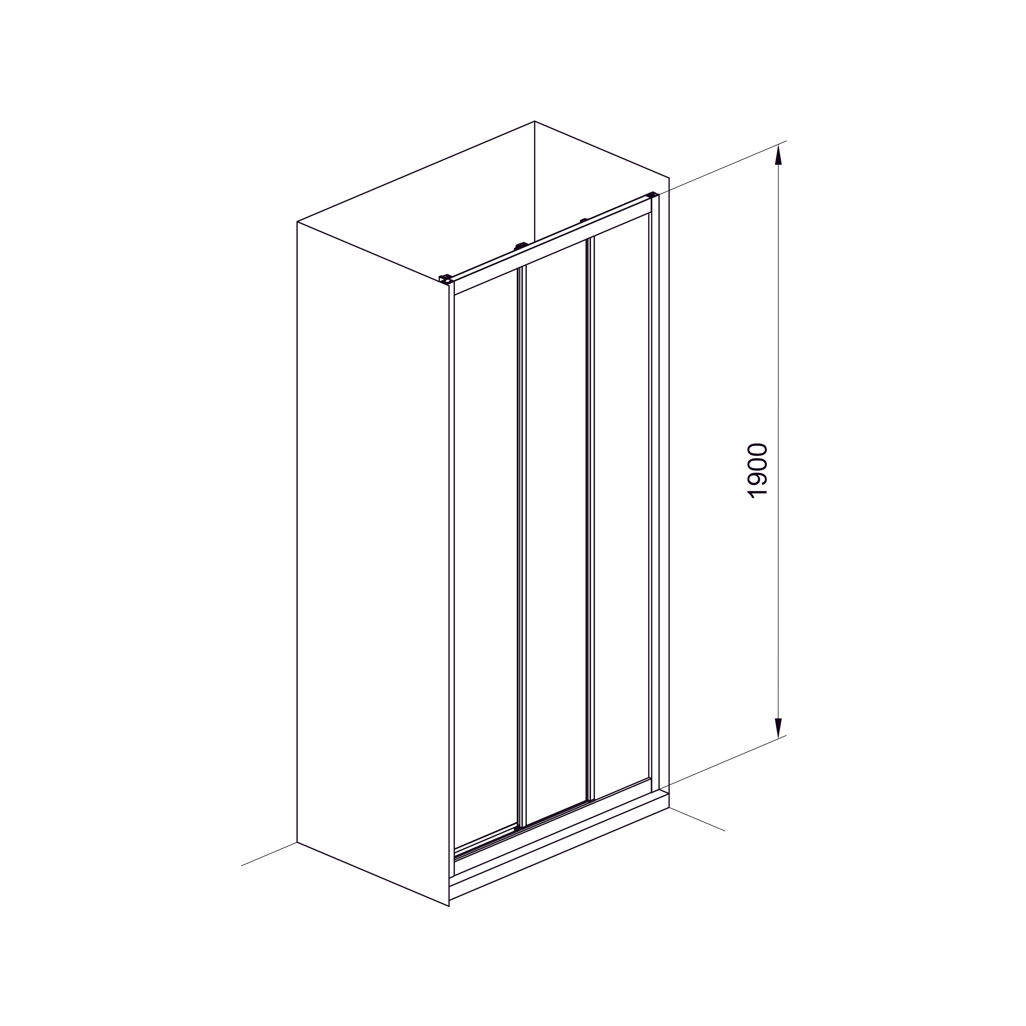 TT90C Puerta de ducha de tres secciones 900x1900 mm, cristal clear