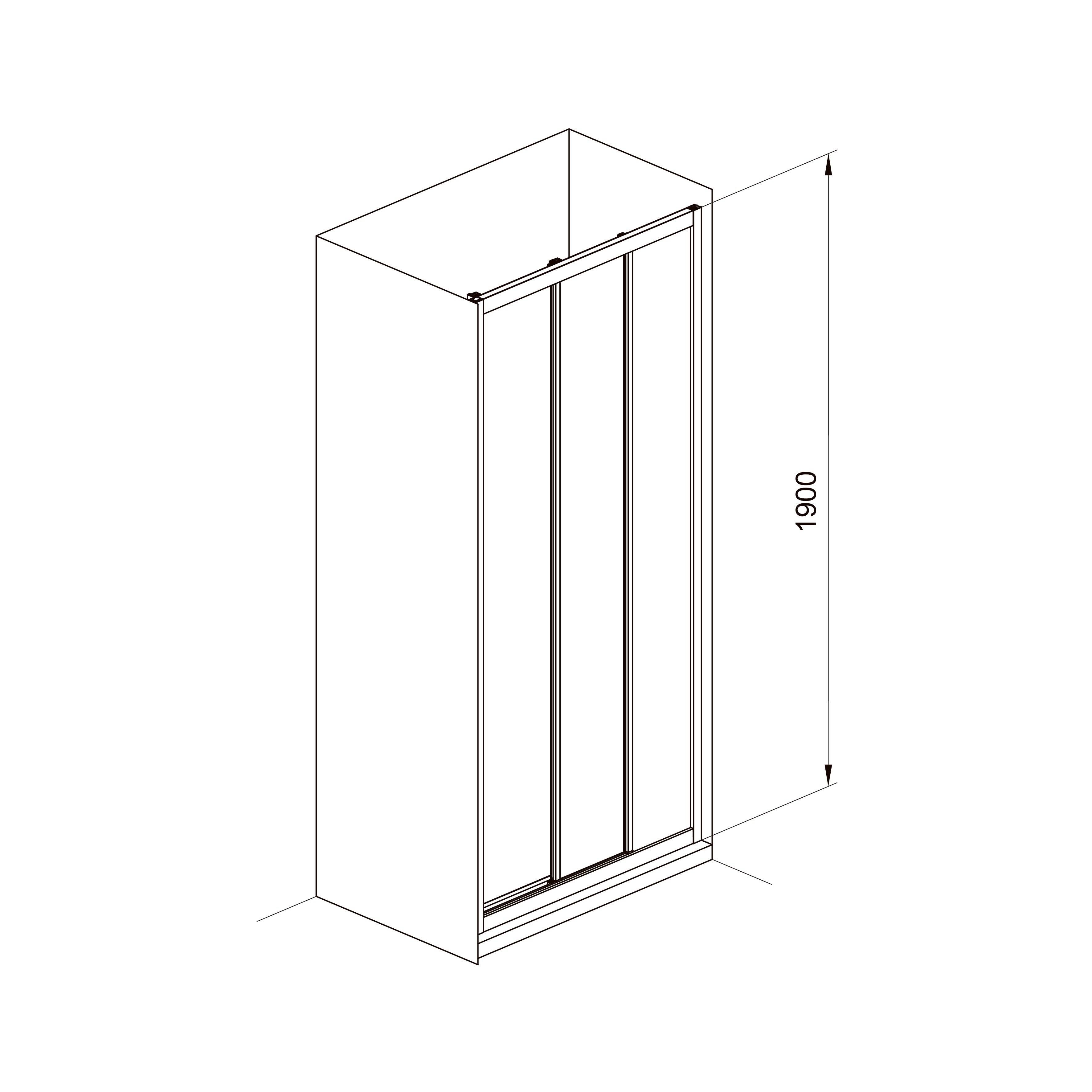 TT90G Puerta de ducha Trend de tres secciones 900x1900 mm, cristal grape