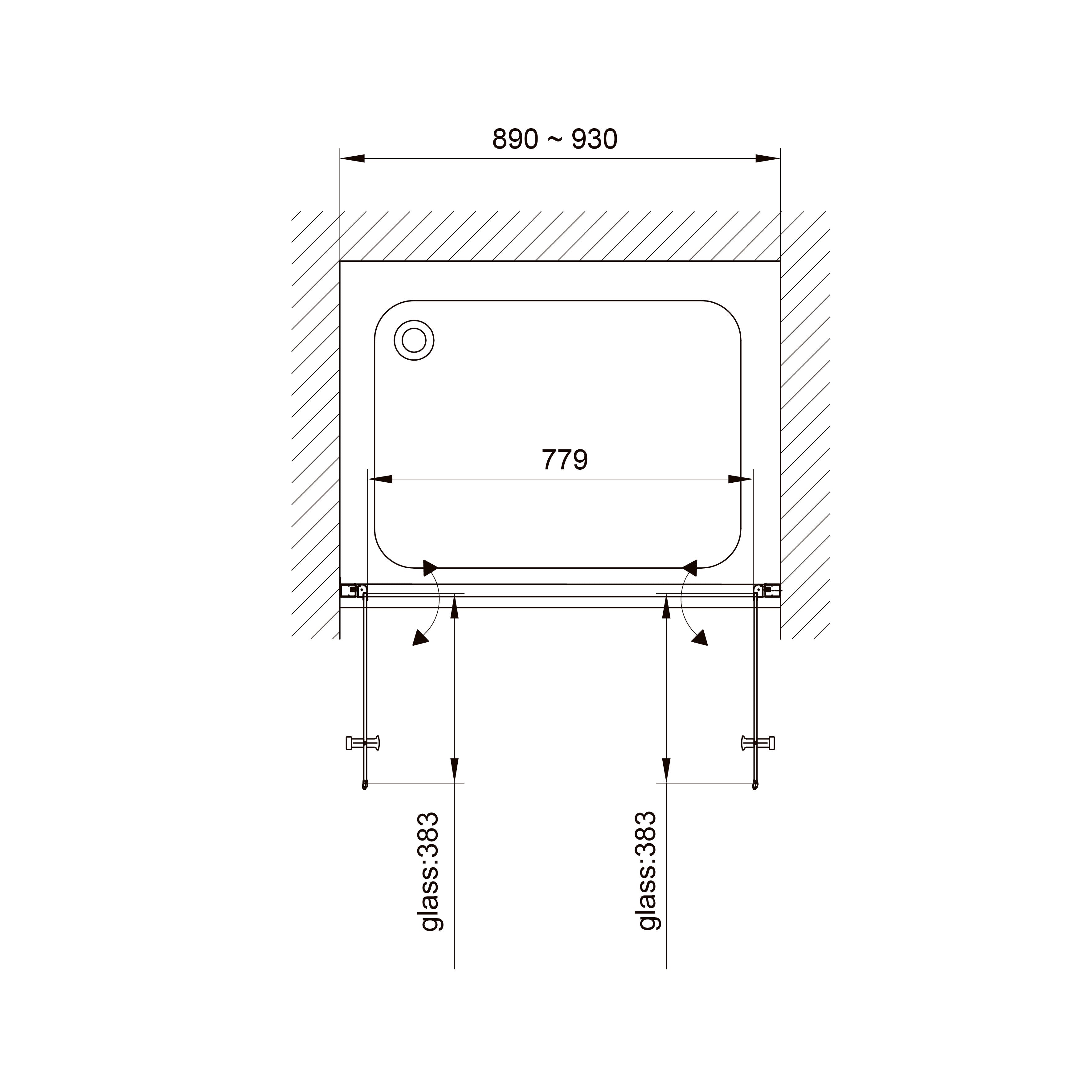 ND90C Puerta de ducha Neon de dos secciones 900x1900 mm cristal clear