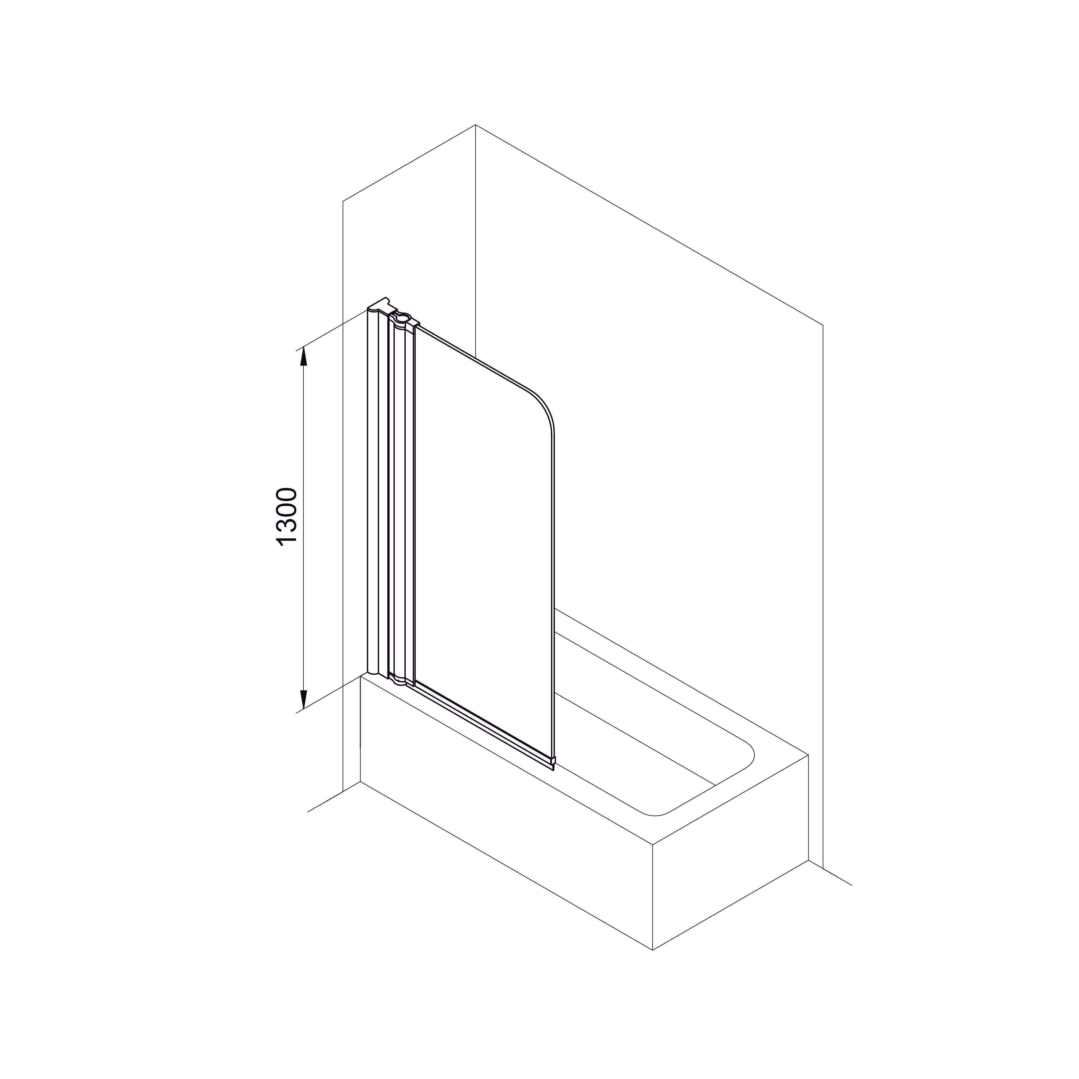 MP93 Badewannenabtrennung, einteilig, 750×1300 mm