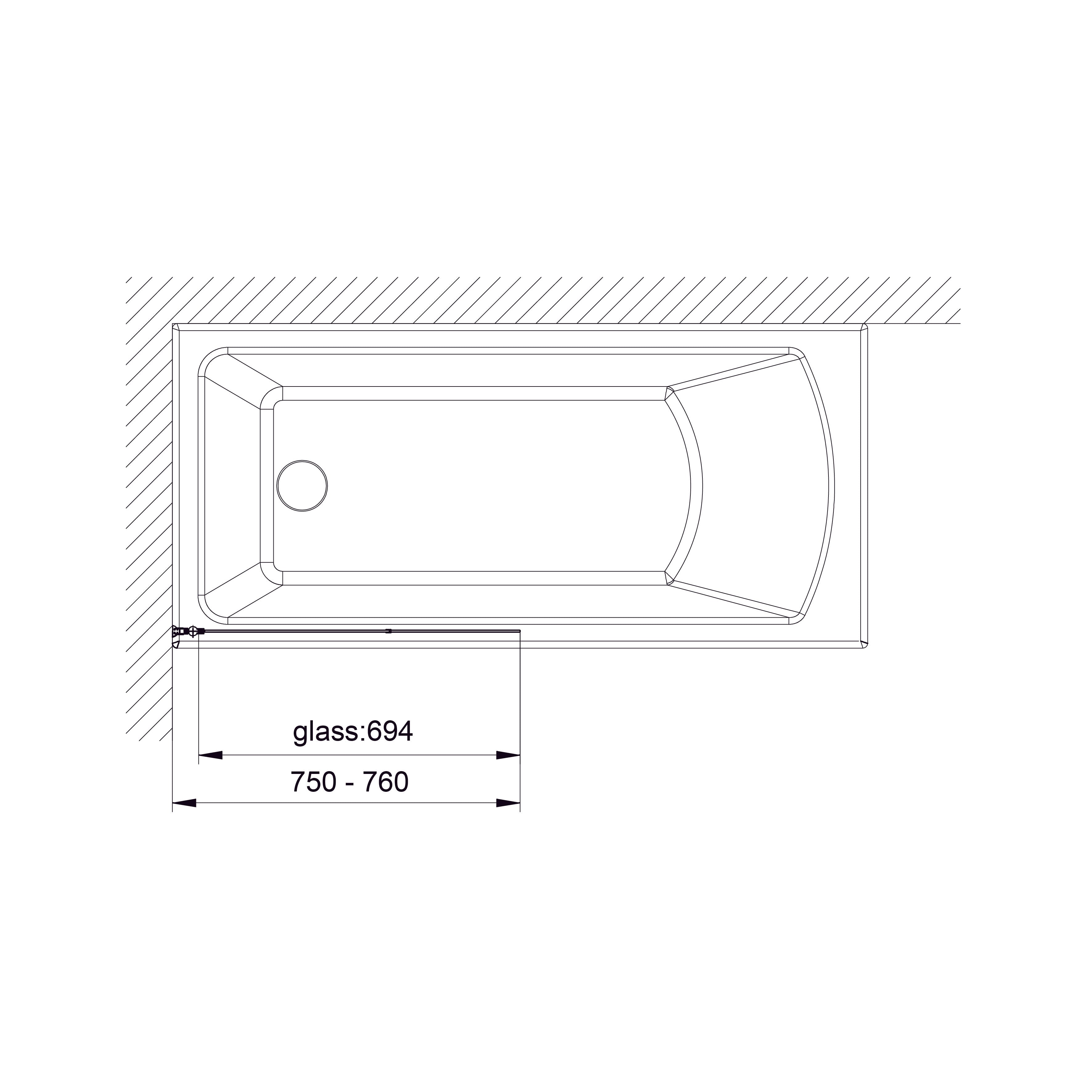 MP93 Badewannenabtrennung, einteilig, 750×1300 mm