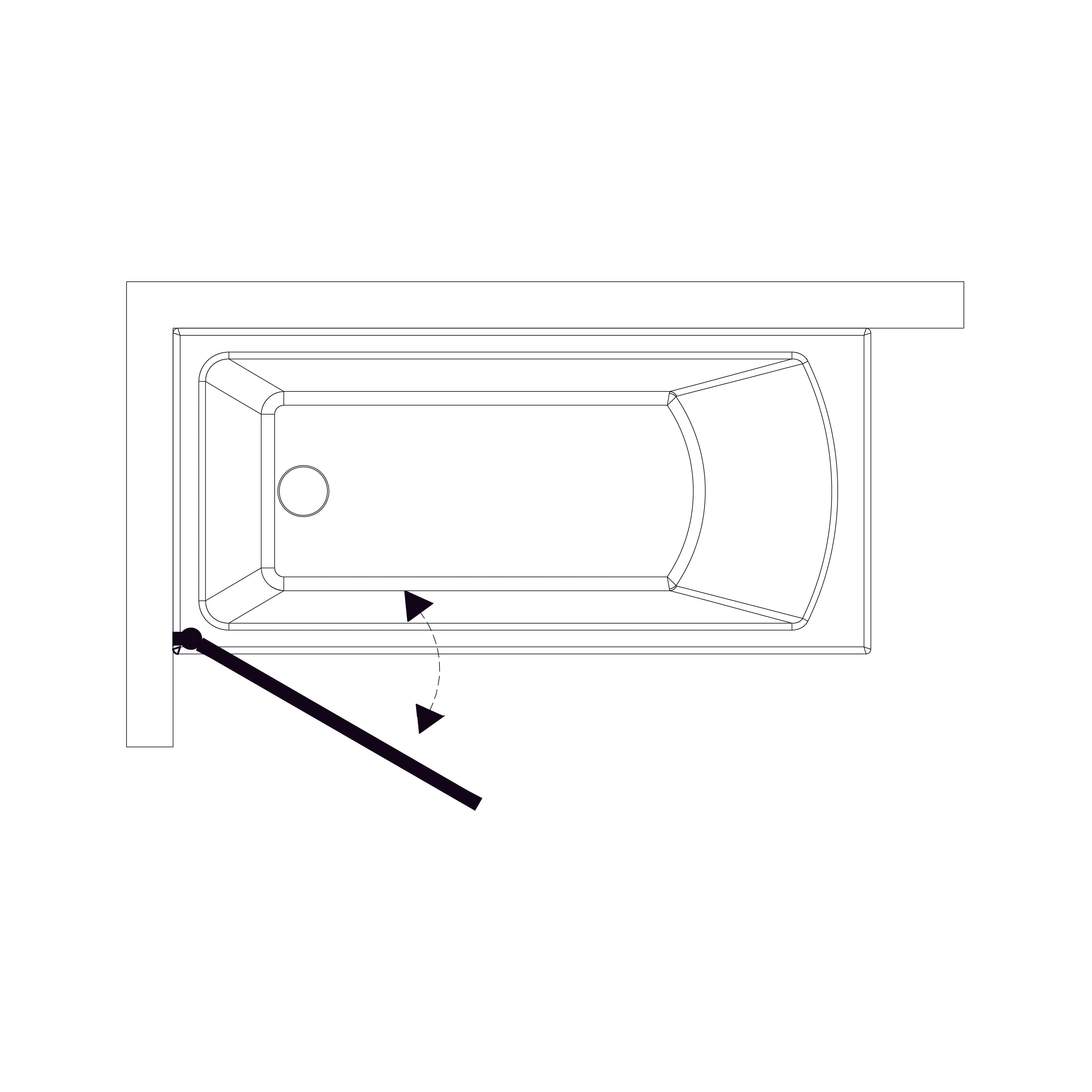 MP93 Badewannenabtrennung, einteilig, 750×1300 mm