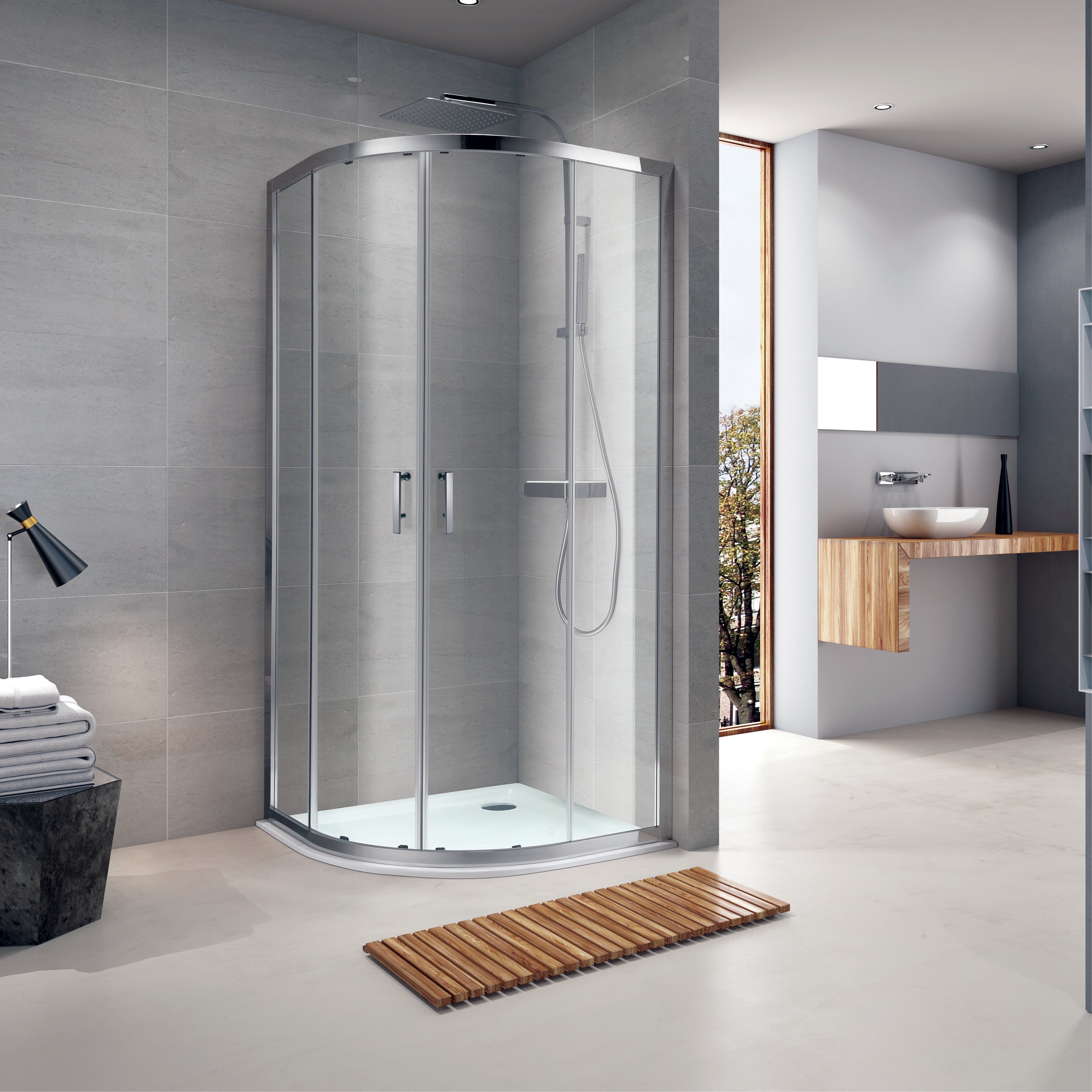 R90RC Round quadrant shower enclosure 900x900x1900 mm, clear glass