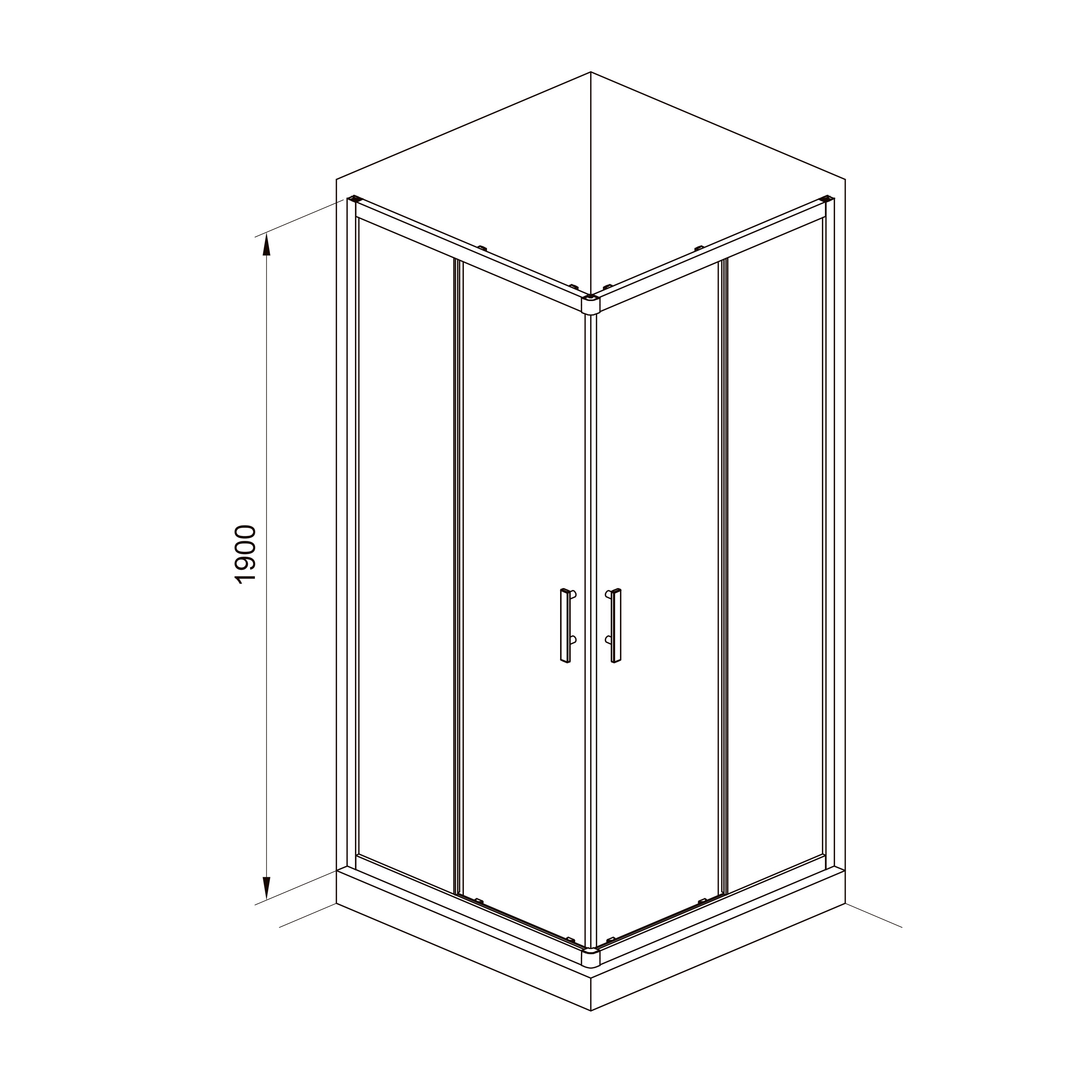 G90SCB Grace square shower enclosure, black, 900x900x1900mm, clear glass