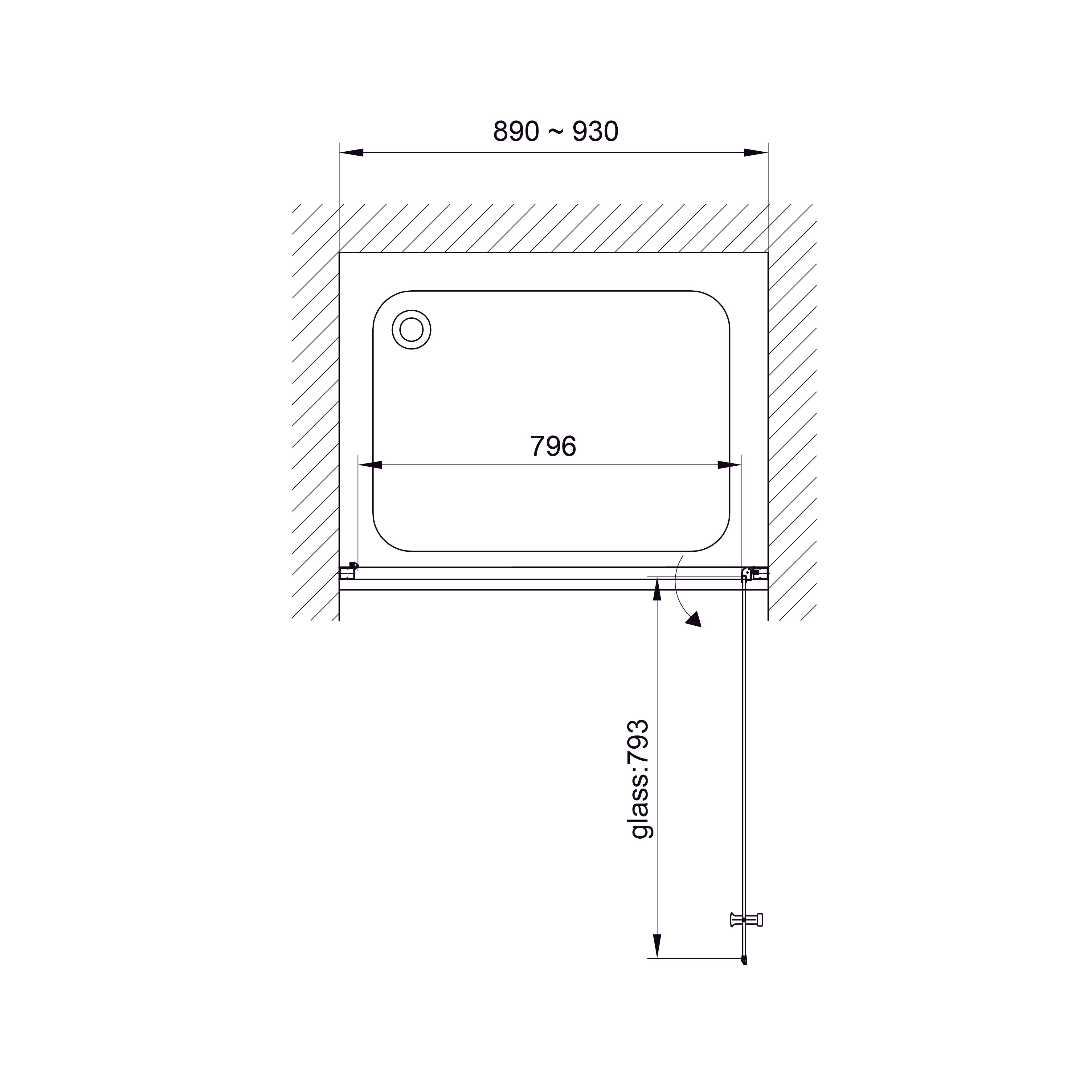 NS90G Drzwi prysznicowe Neon jedno-skrzydłowe 900x1900 mm szkło grape