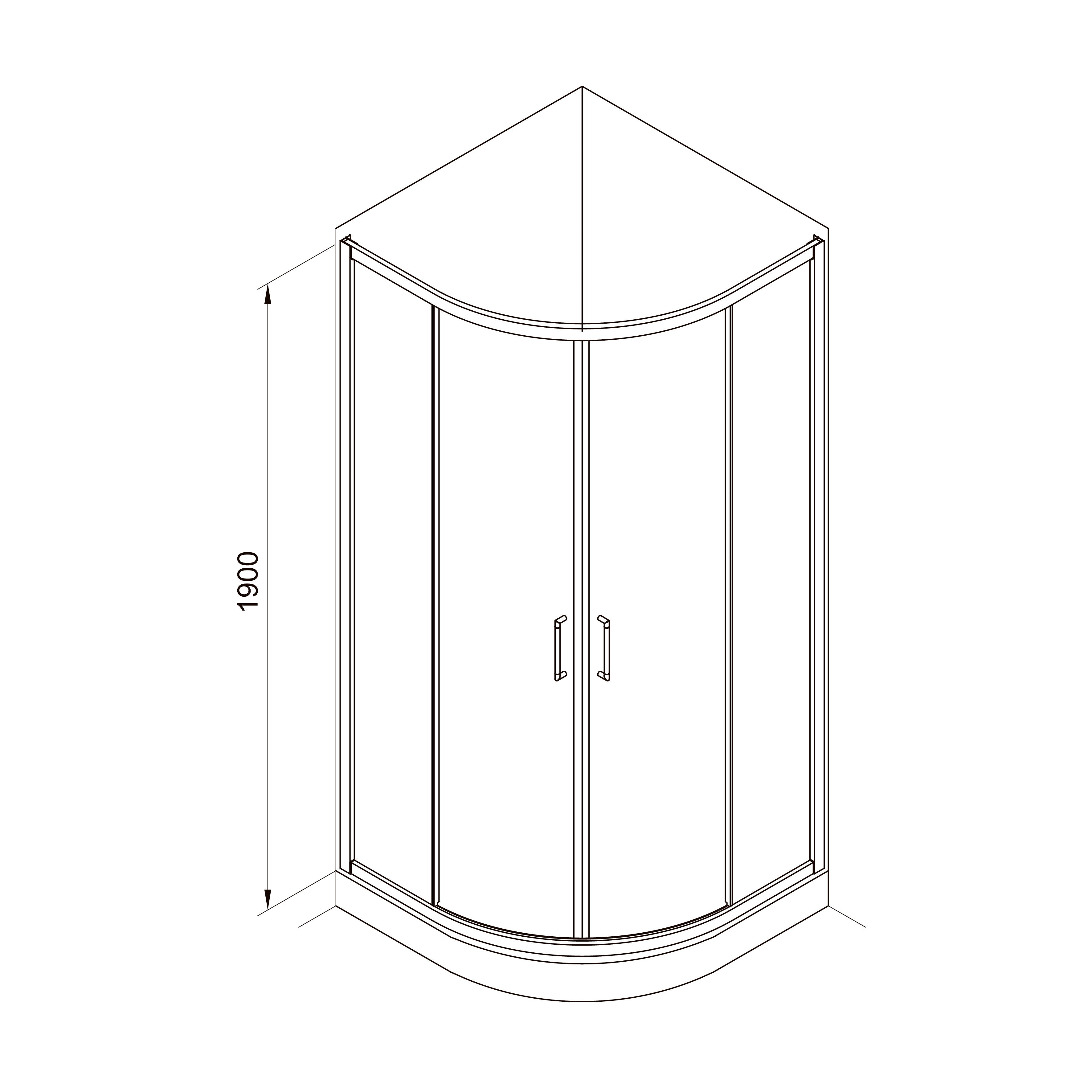 S90RC Cabina de ducha Style semicircular 900x900x1900 mm cristal clear