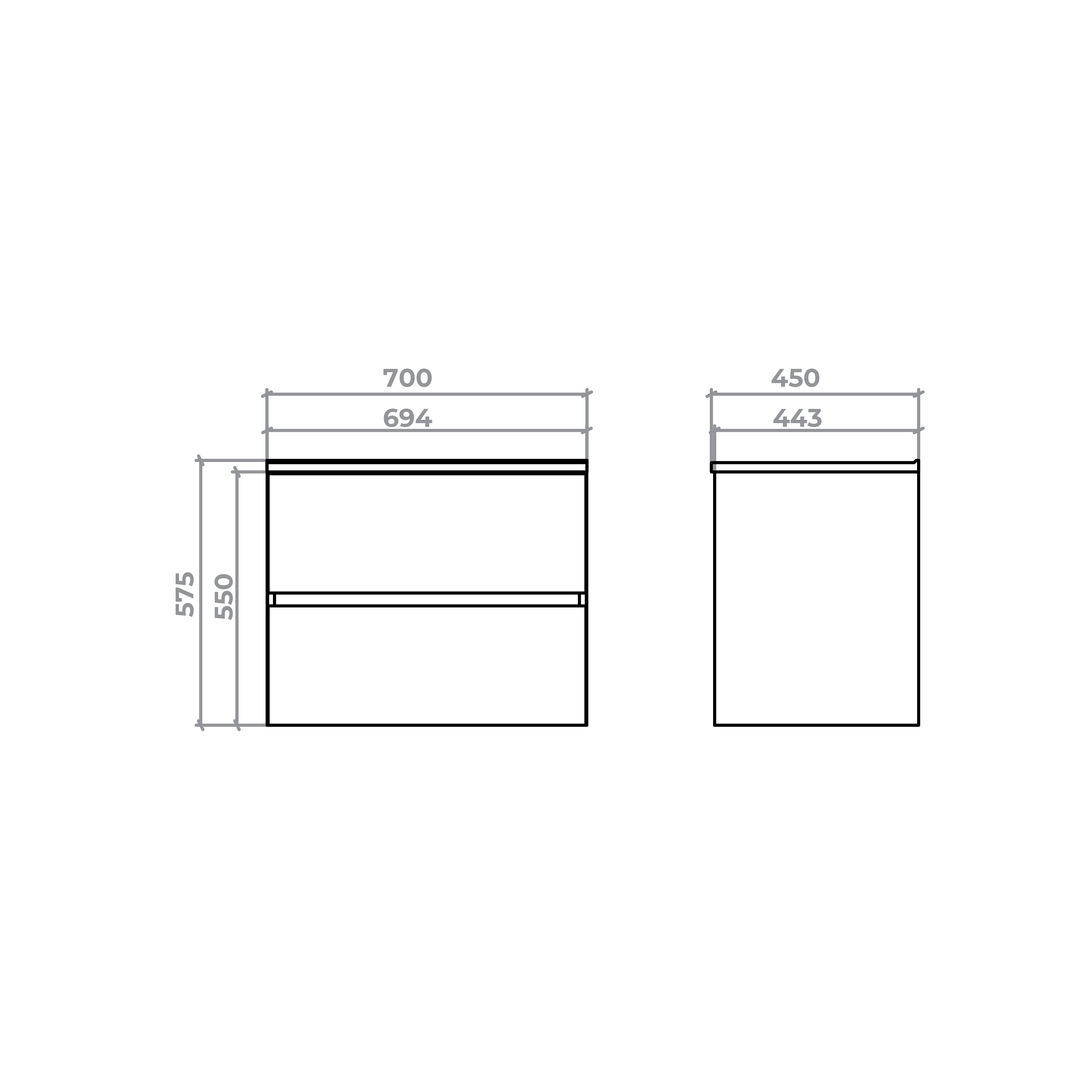 Тумба консольна NEON CUBE 700 (біла) з умивальником GLR 70