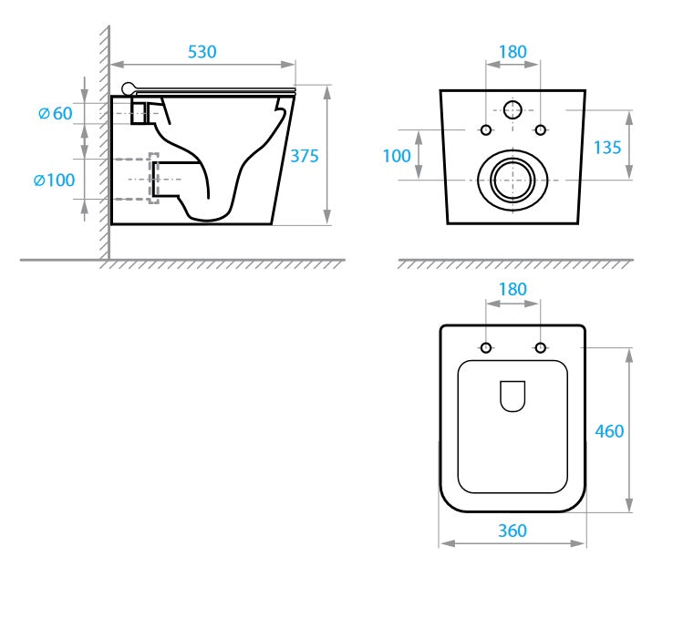Kvadro Wand-WC mit Soft-Close-Sitz (Tornado-Spülung)