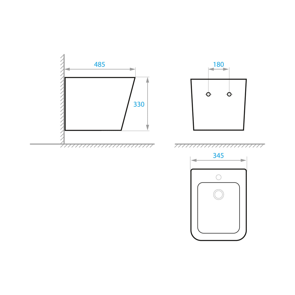 Kvadro wall-hung bidet