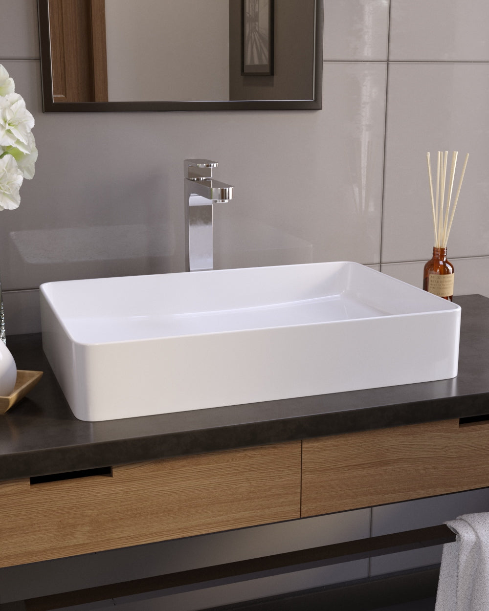 Kvadro umyvadlo na desku 600x405 mm