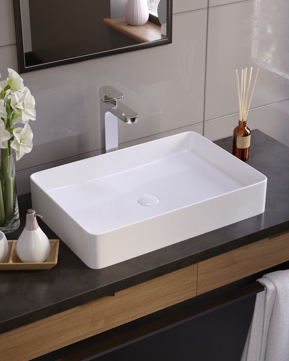 Kvadro countertop washbasin 600x405 mm