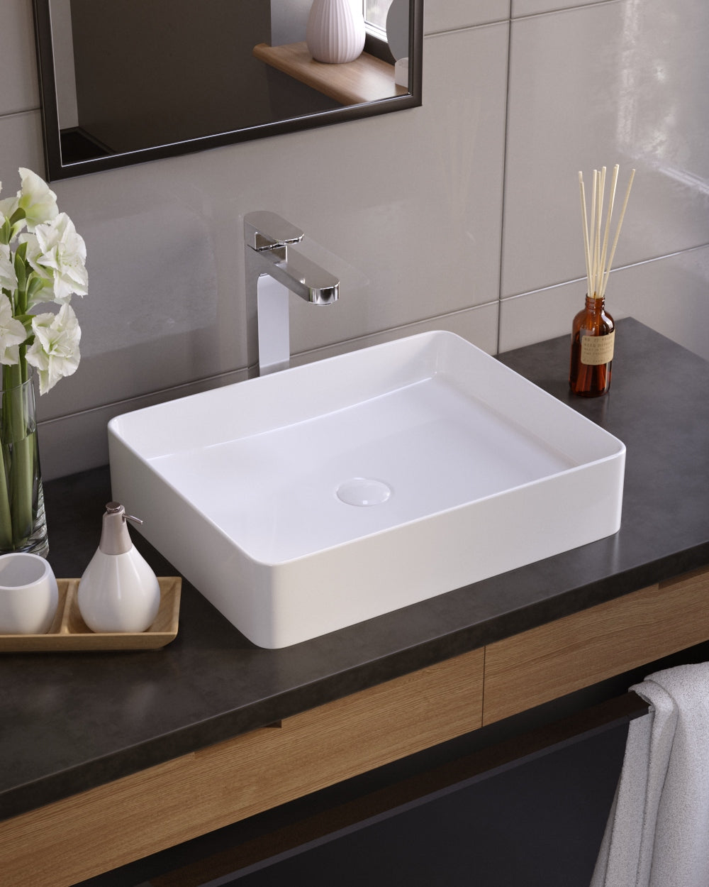 Kvadro lavabo de encimera 510x405 mm
