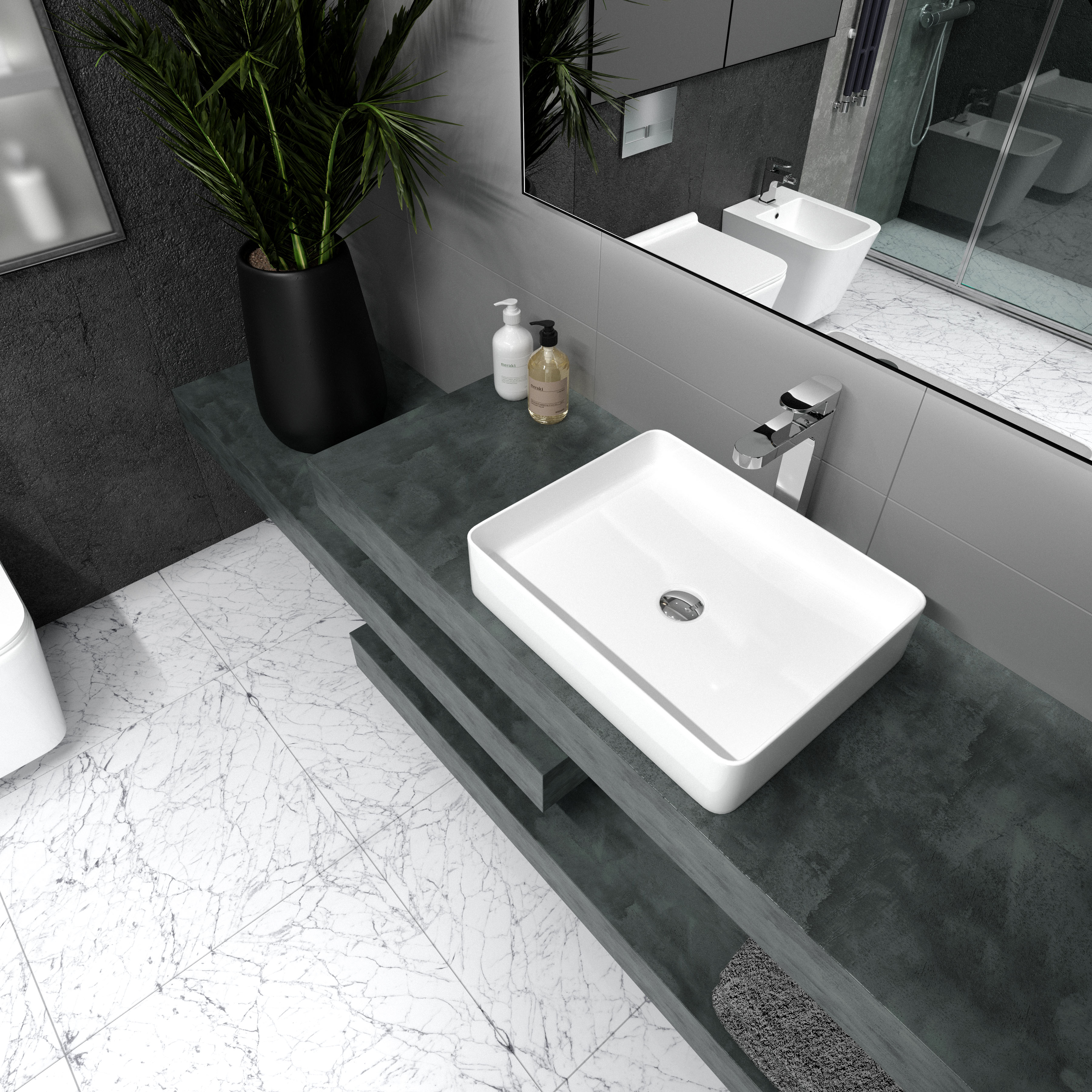 Kvadro umyvadlo na desku 510x405 mm