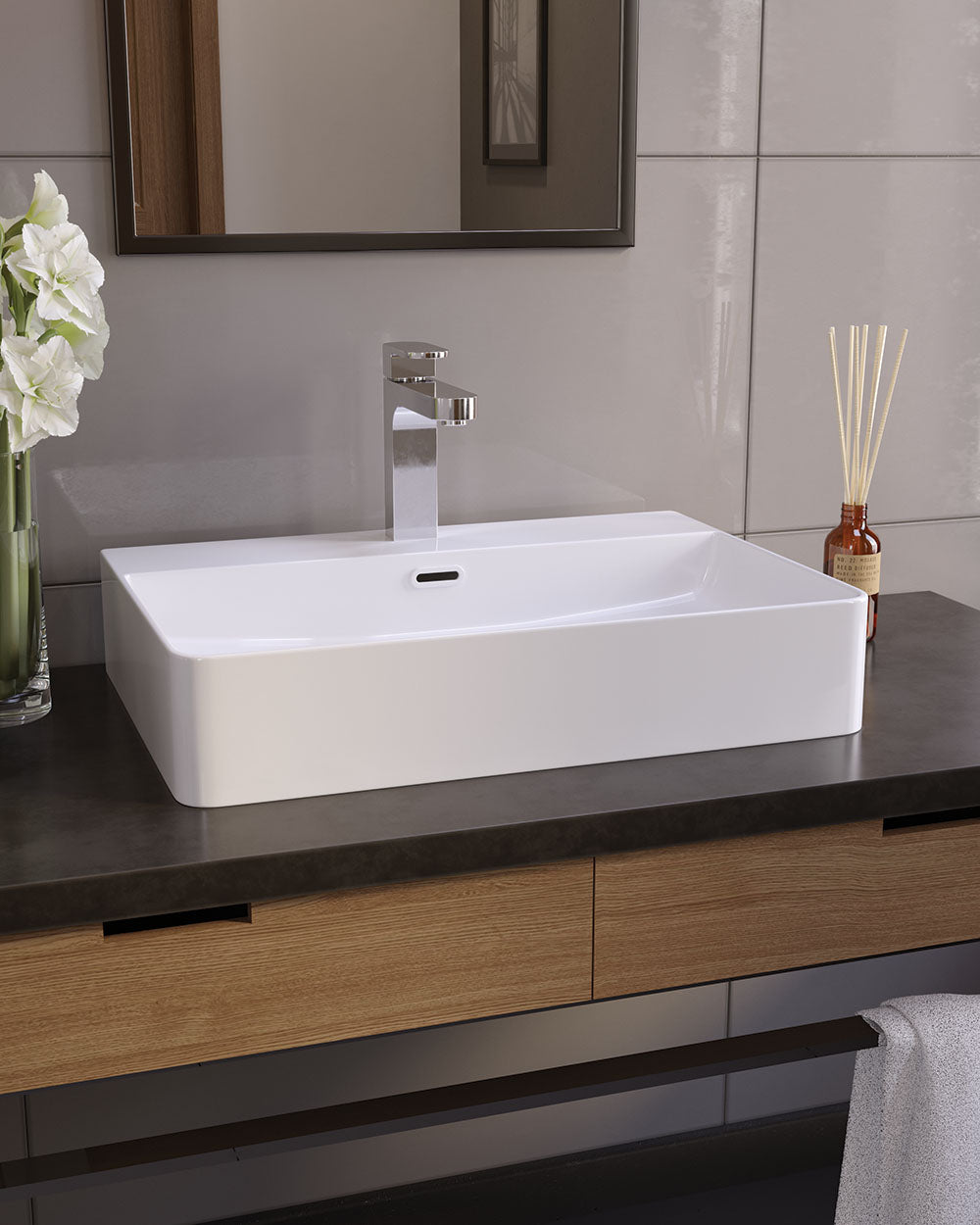 Kvadro umyvadlo na desku 600x420 mm