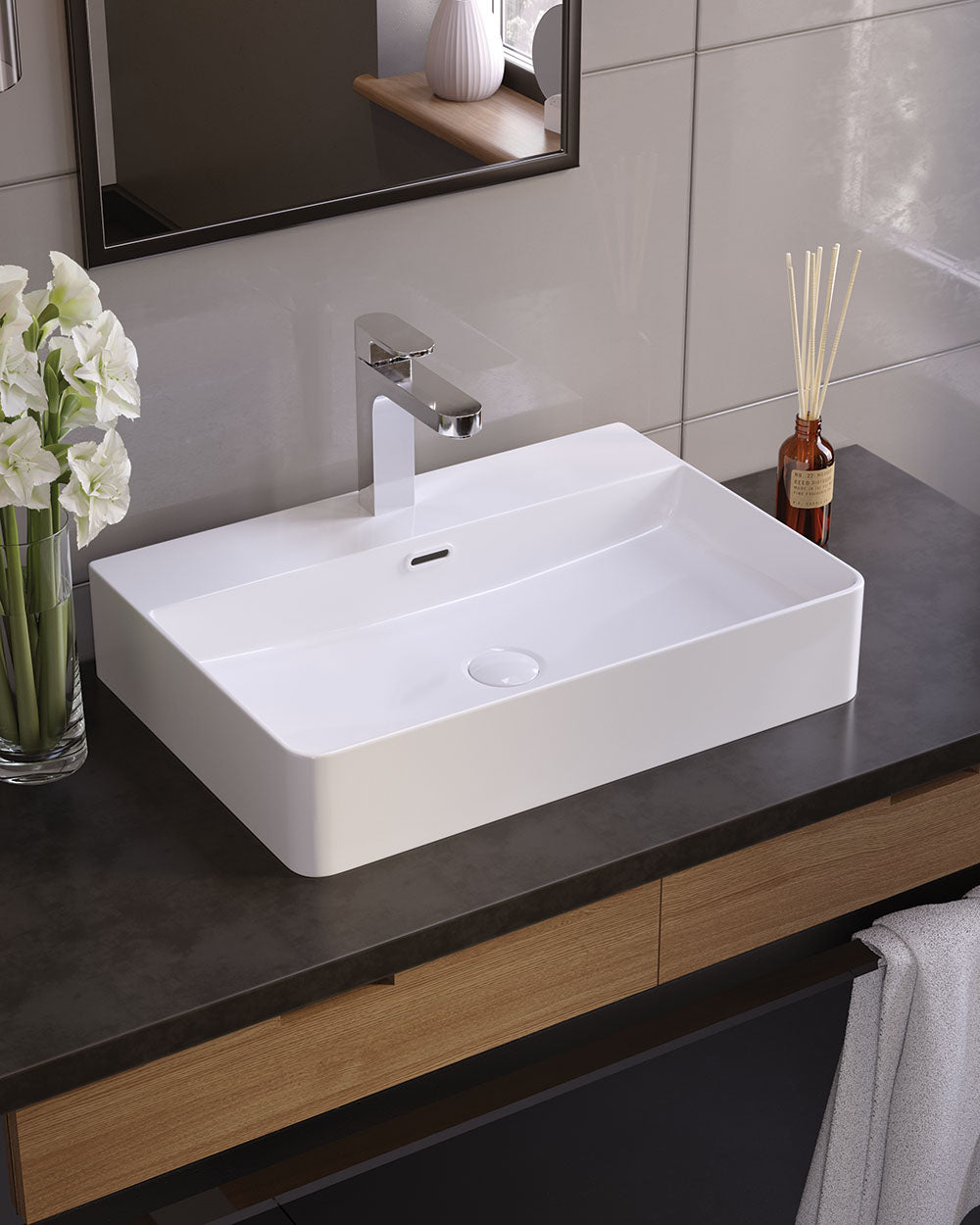 Kvadro countertop washbasin 600x420 mm