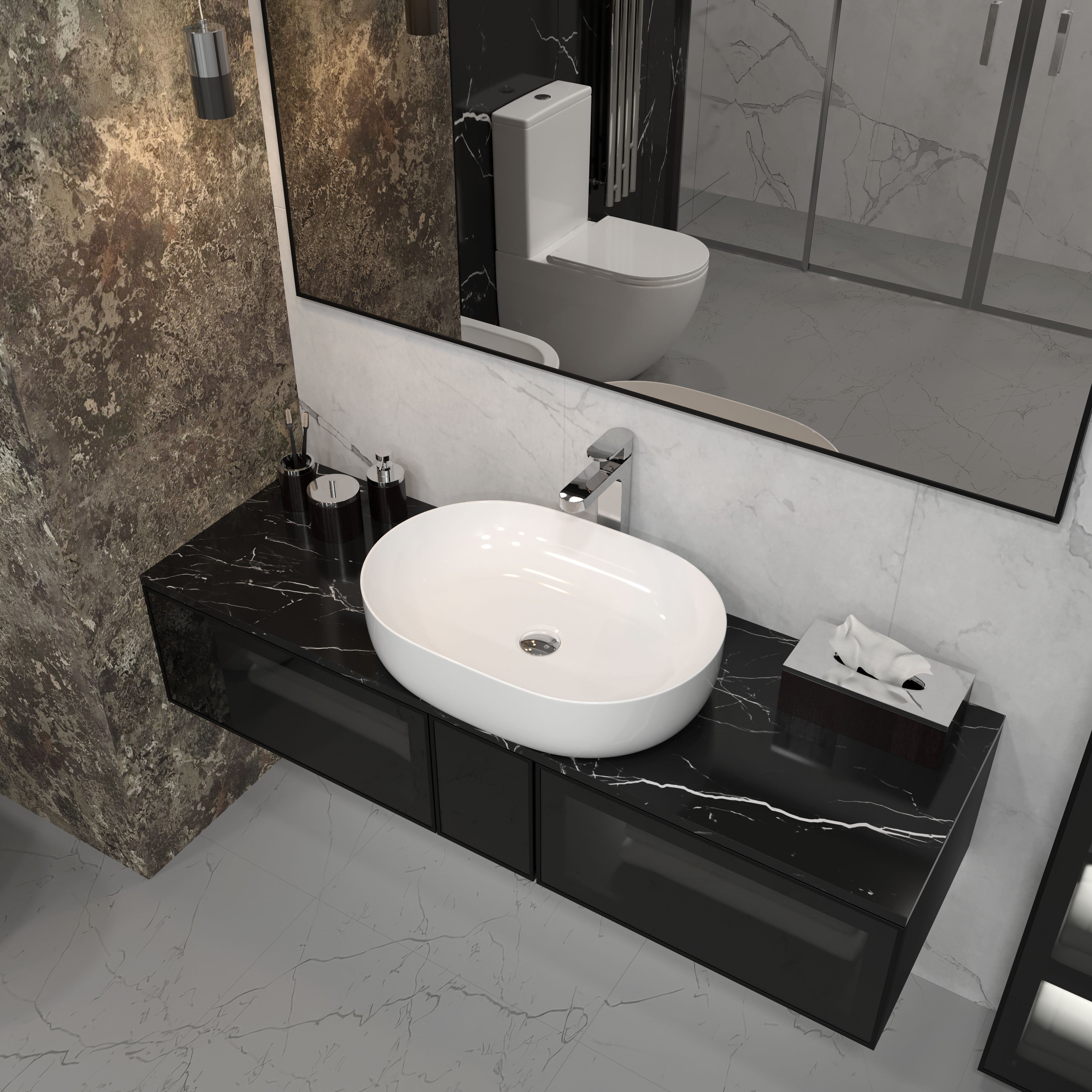 Round countertop washbasin 600x415 mm