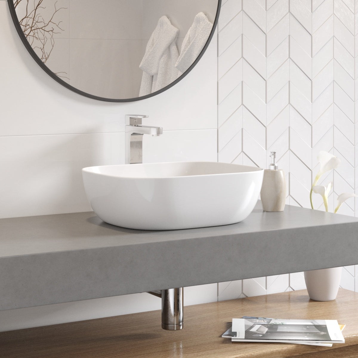 Round umyvadlo na desku 490x395 mm