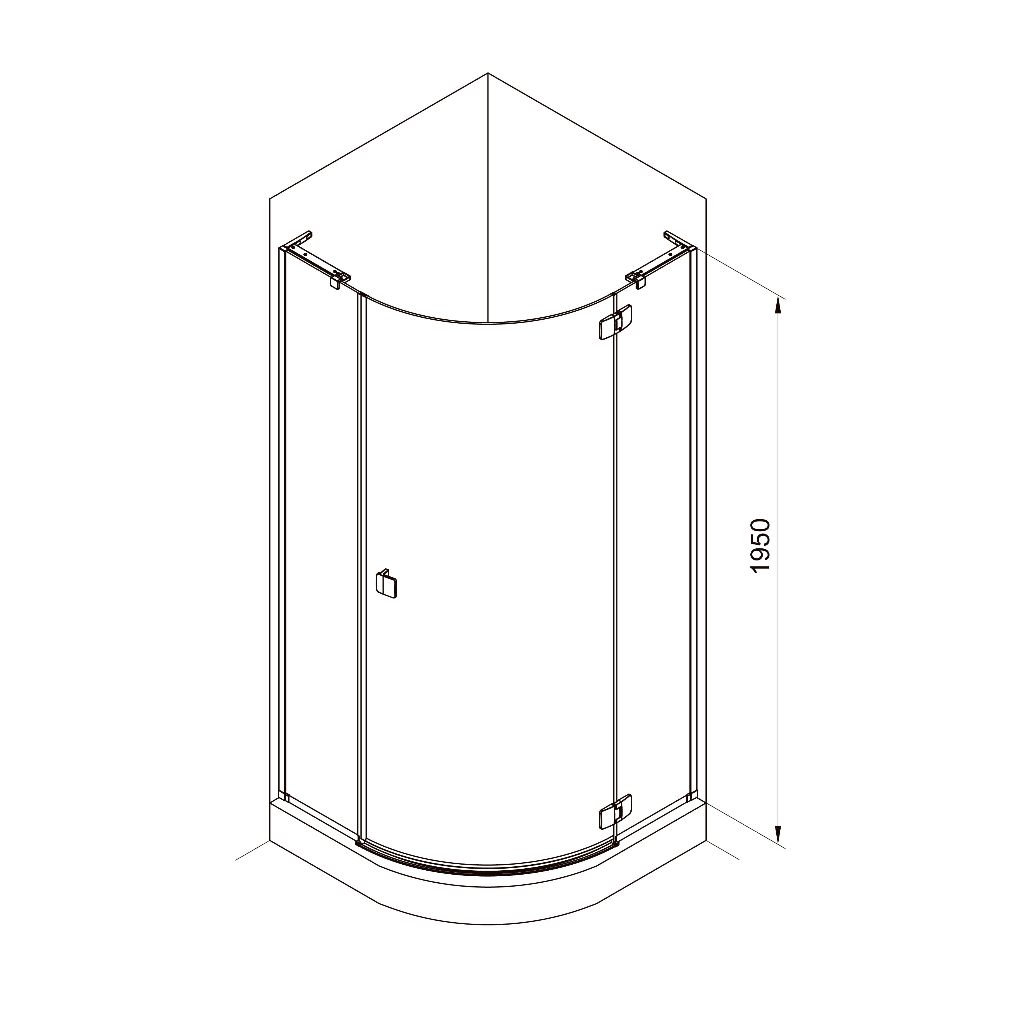 N90RC Cabina de ducha Neon semicircular Cromo 900x900x1950 mm cristal clear 8 mm